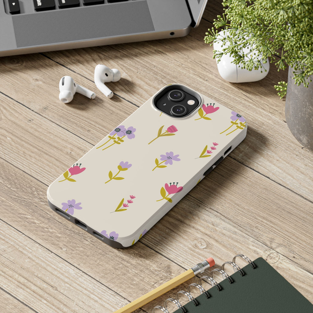 Floral Ditsy Tough Phone Case — Pastel Wildflower Protective Cover