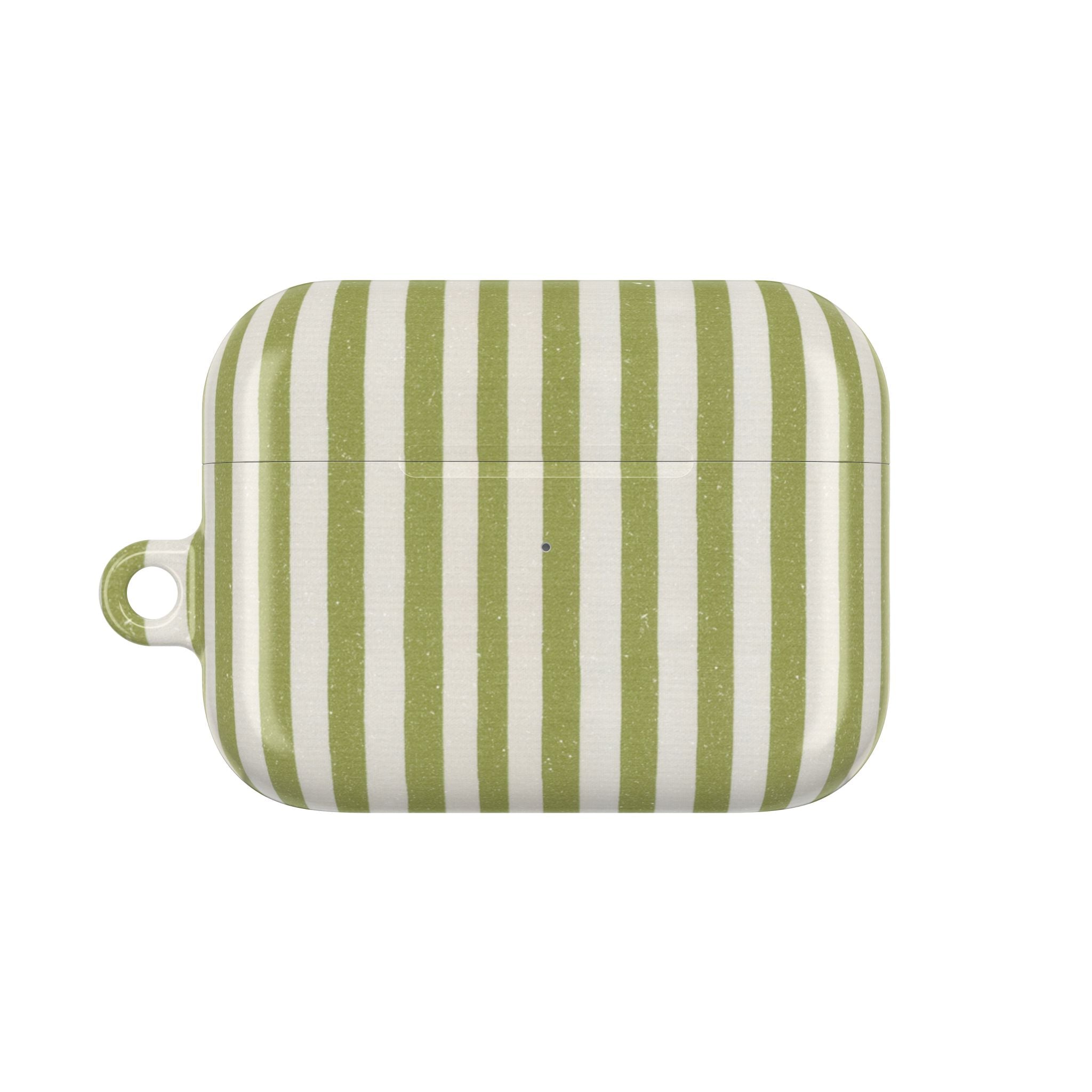 Striped Olive Green AirPod Case — Minimal Coastal Vibe Protective Cover