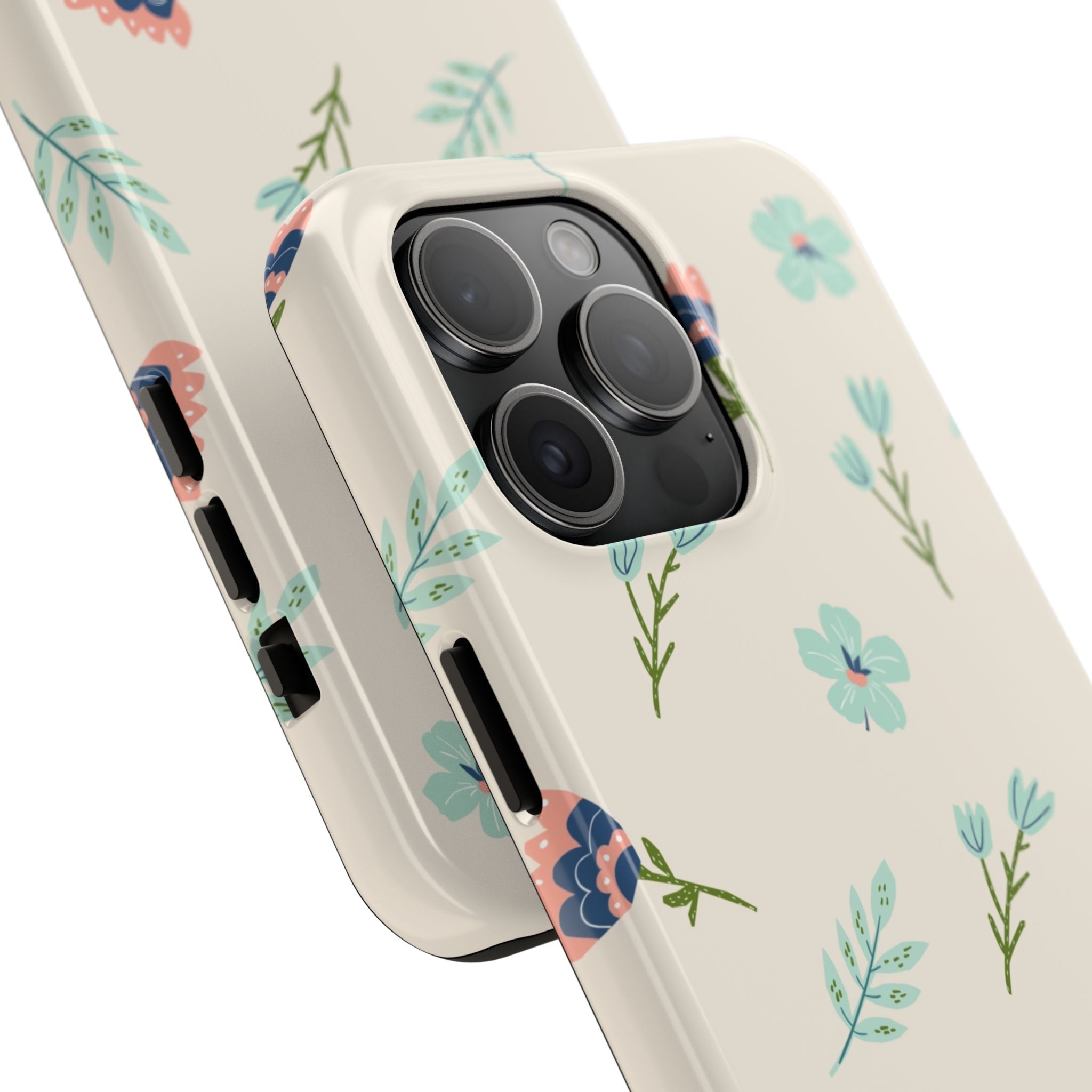 Floral Pattern Tough Phone Case — Pastel Wildflower Protective Phone Cover