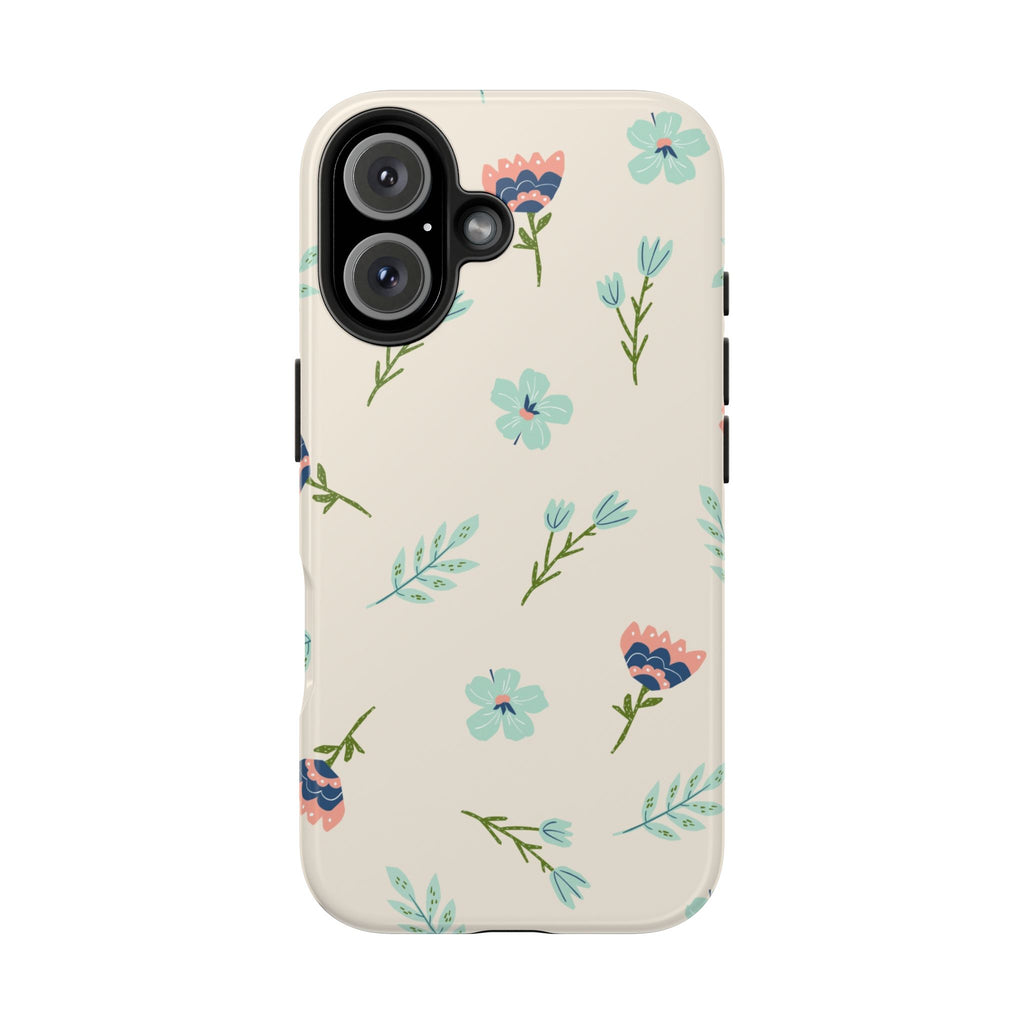 Floral Pattern Tough Phone Case — Pastel Wildflower Protective Phone Cover