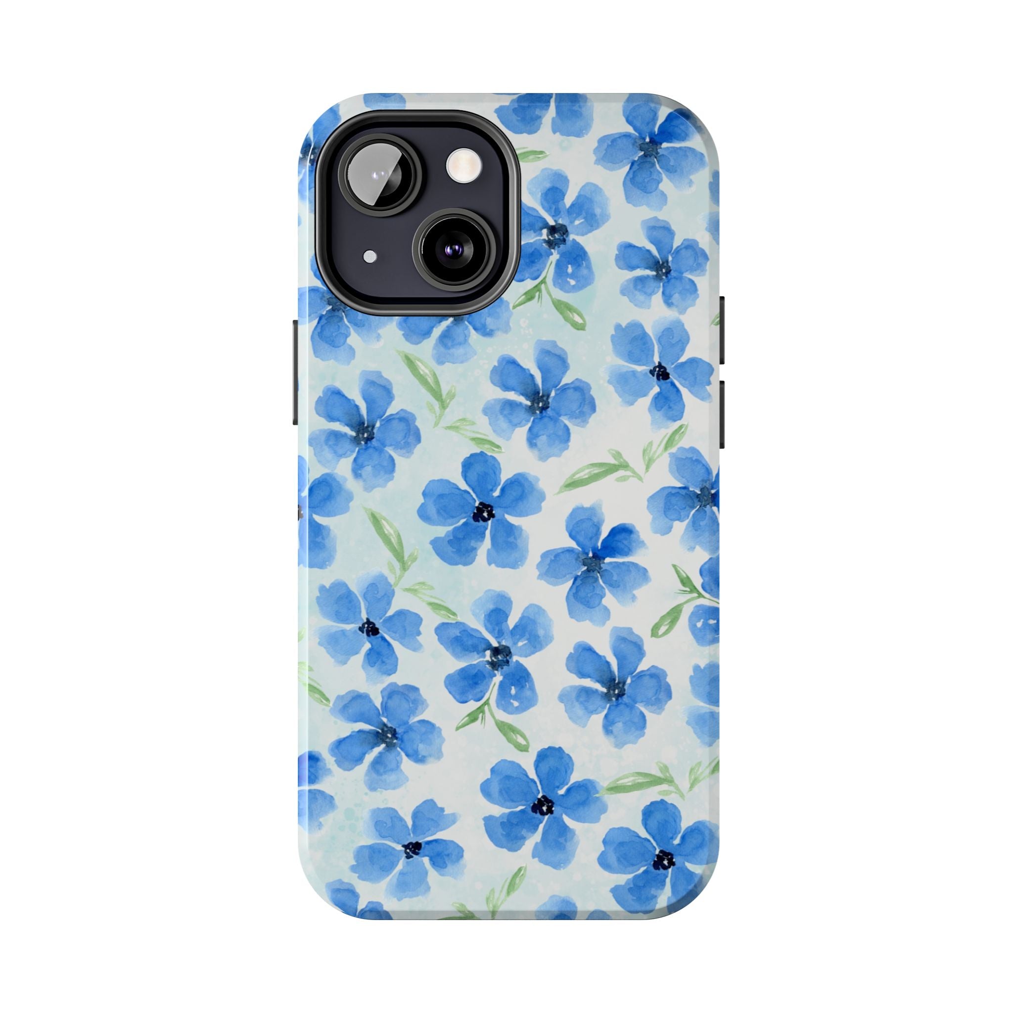 Blue Watercolor Floral Tough Phone Case — Durable Floral Phone Cover