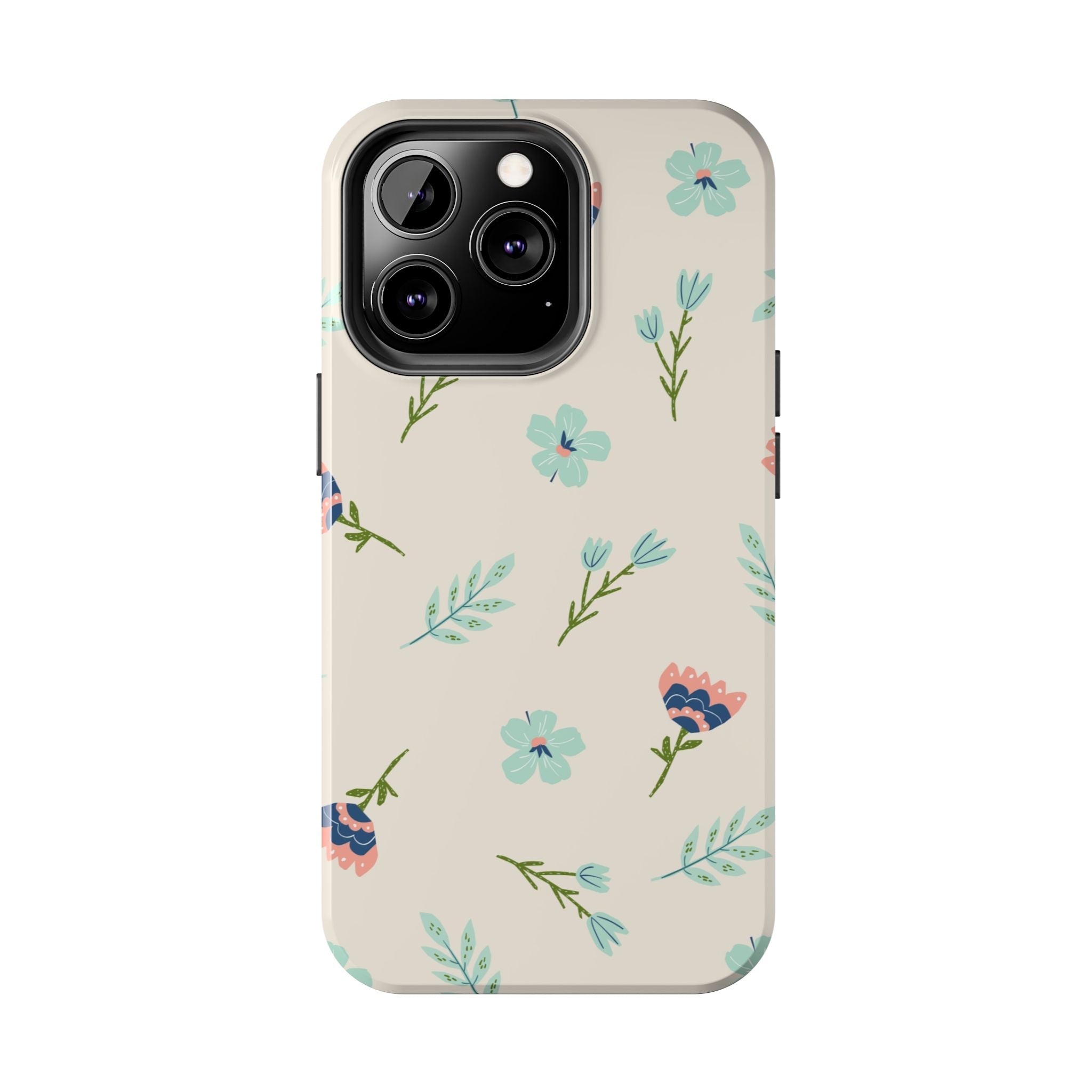 Floral Pattern Tough Phone Case — Pastel Wildflower Protective Phone Cover