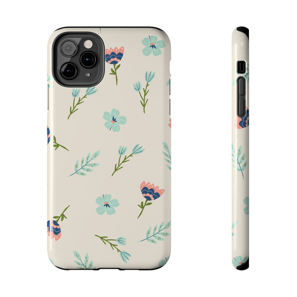 Floral Pattern Tough Phone Case — Pastel Wildflower Protective Phone Cover