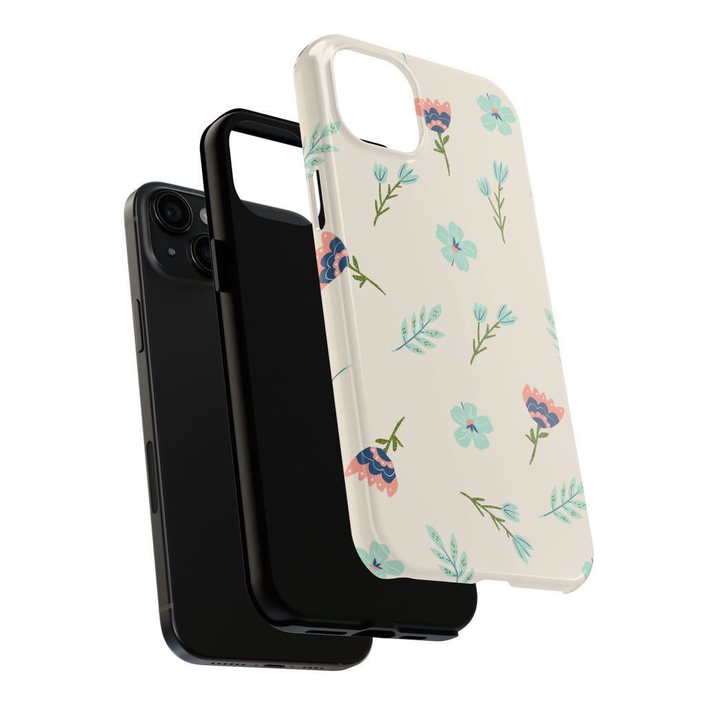 Floral Pattern Tough Phone Case — Pastel Wildflower Protective Phone Cover