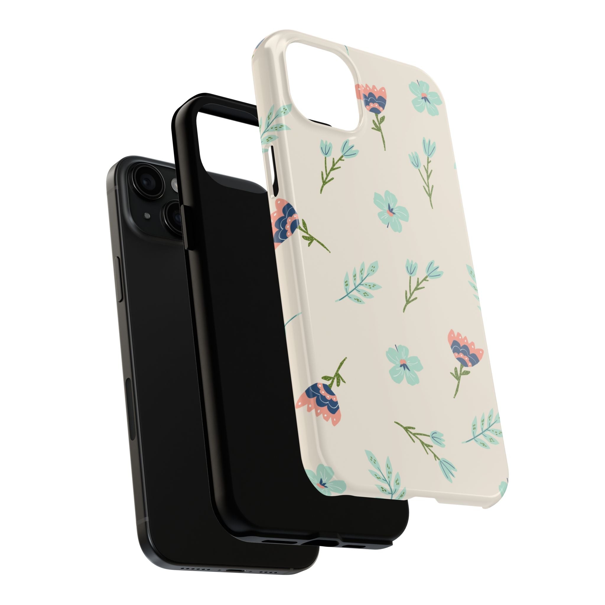 Floral Pattern Tough Phone Case — Pastel Wildflower Protective Phone Cover