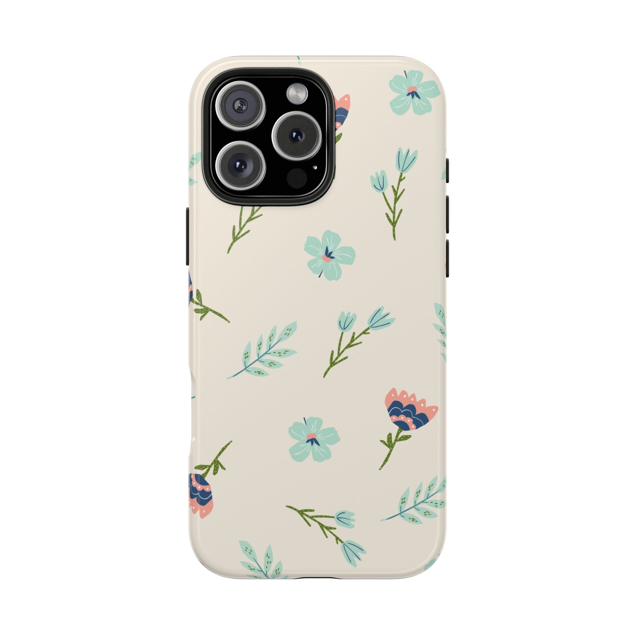Floral Pattern Tough Phone Case — Pastel Wildflower Protective Phone Cover