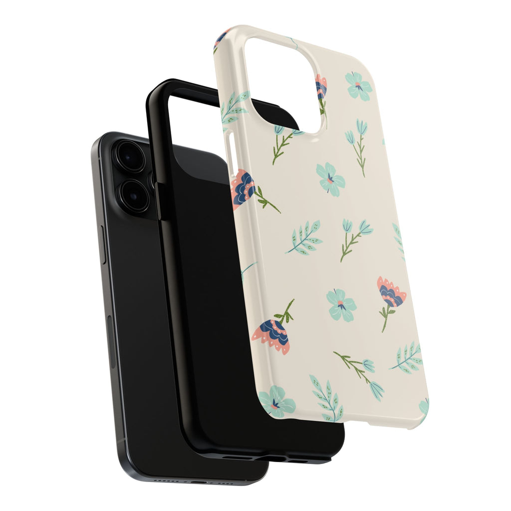 Floral Pattern Tough Phone Case — Pastel Wildflower Protective Phone Cover