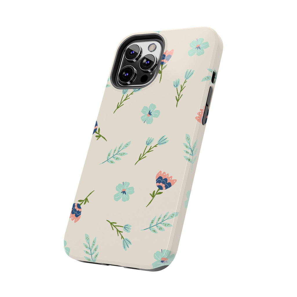 Floral Pattern Tough Phone Case — Pastel Wildflower Protective Phone Cover
