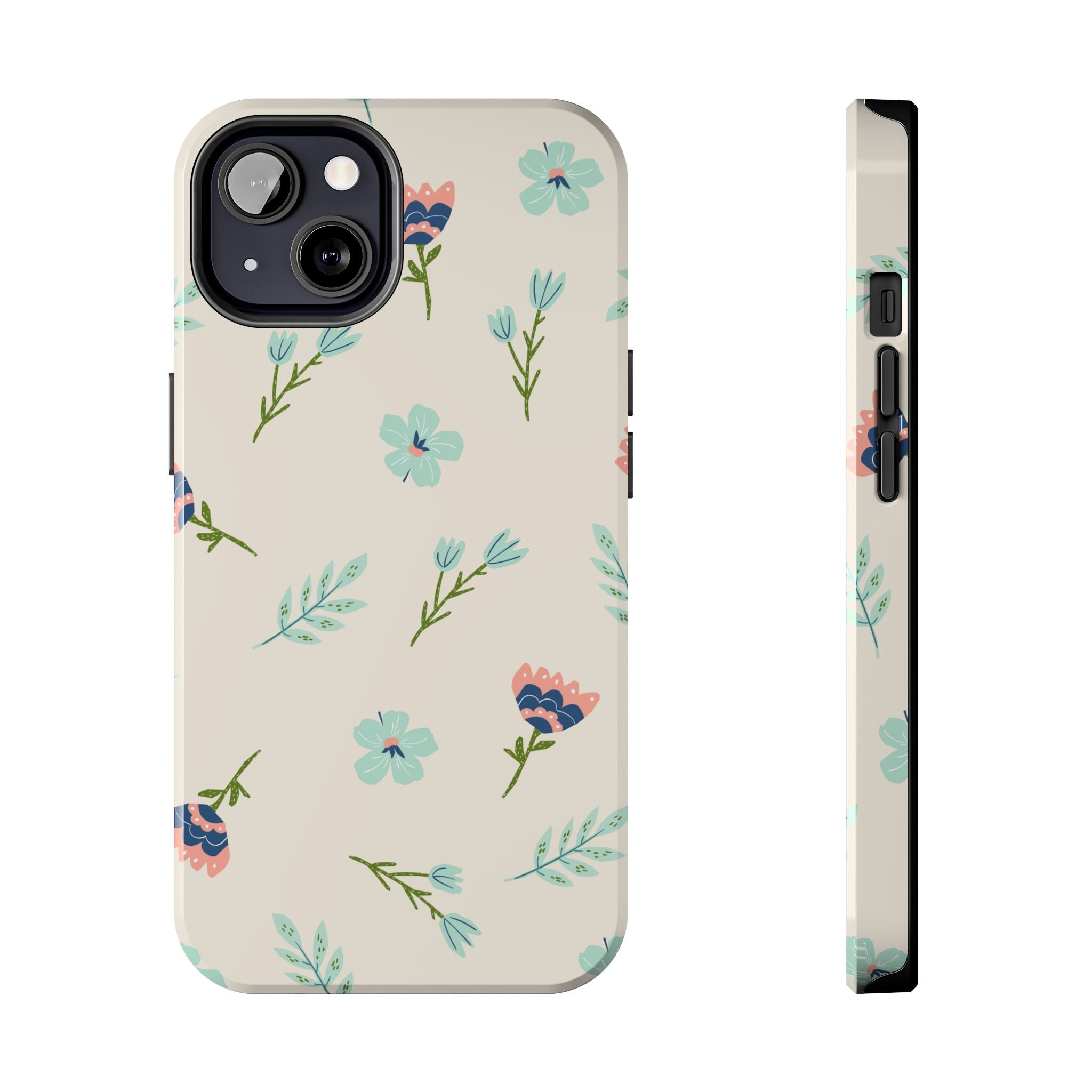 Floral Pattern Tough Phone Case — Pastel Wildflower Protective Phone Cover