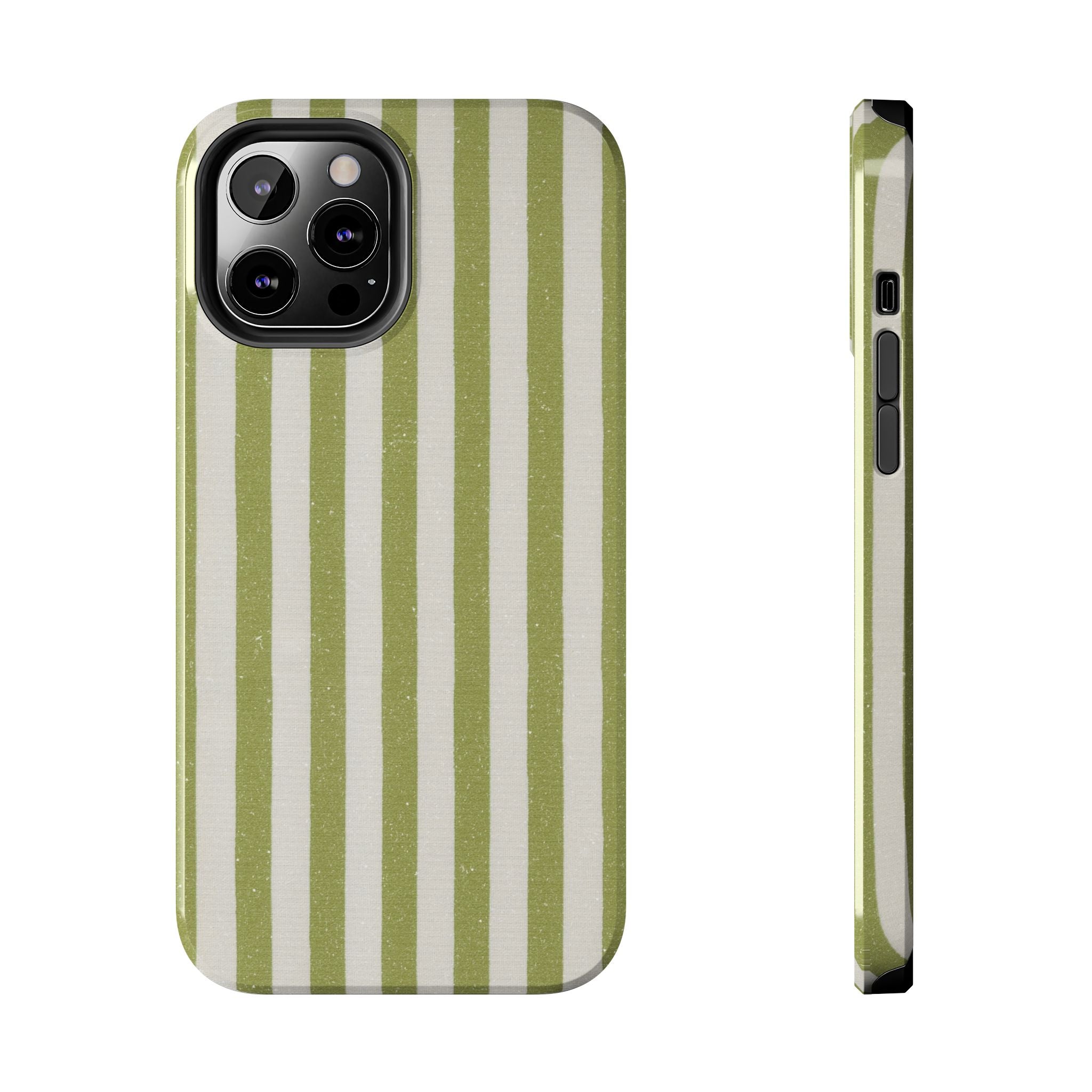 Olive Green Vertical Stripe Tough Phone Case — Durable Protective Cover