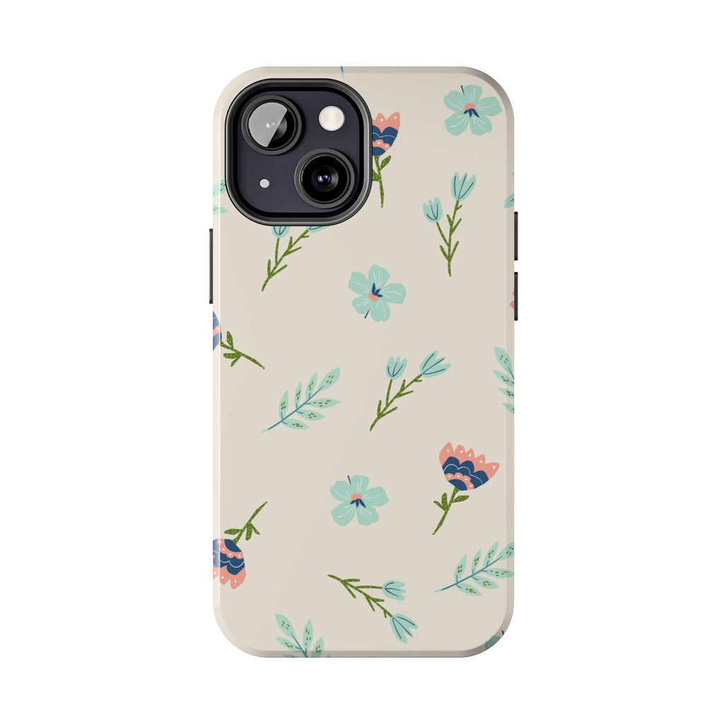 Floral Pattern Tough Phone Case — Pastel Wildflower Protective Phone Cover