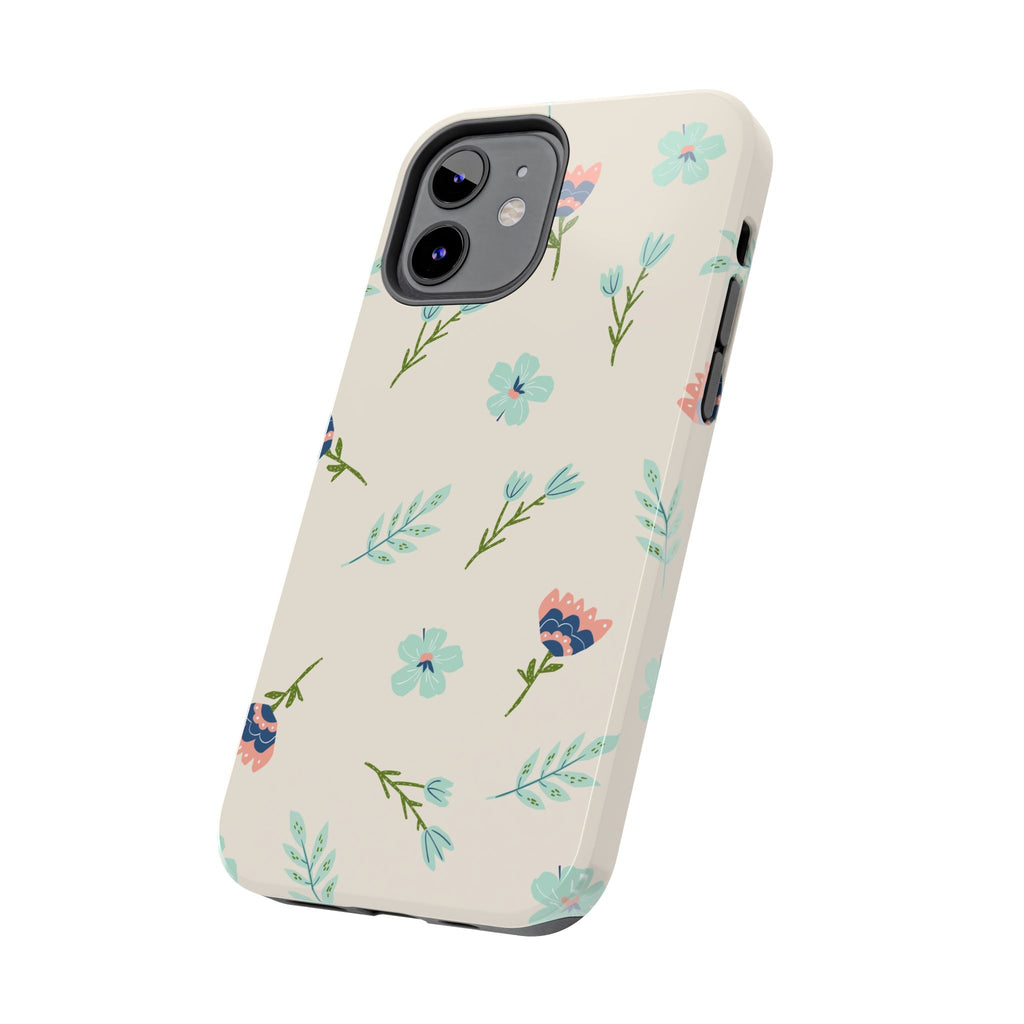 Floral Pattern Tough Phone Case — Pastel Wildflower Protective Phone Cover