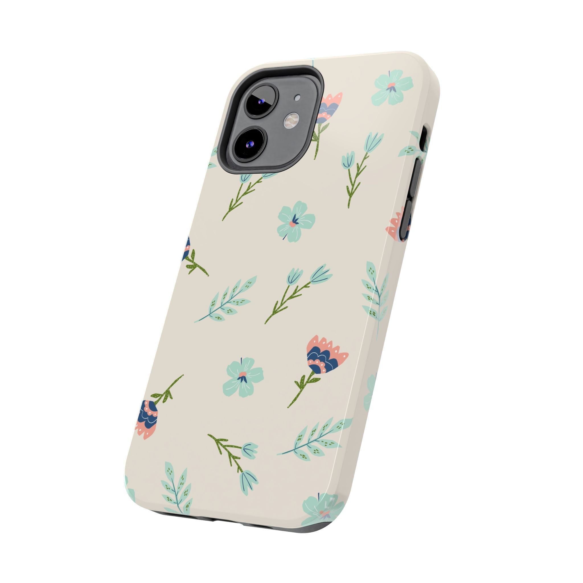 Floral Pattern Tough Phone Case — Pastel Wildflower Protective Phone Cover