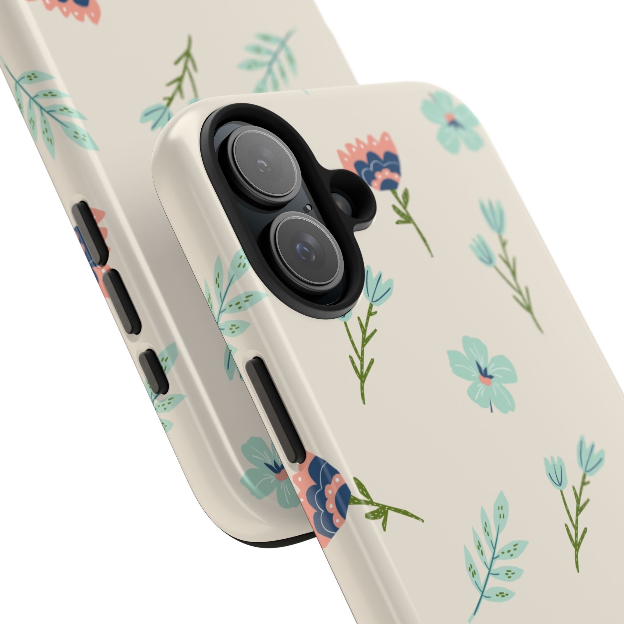 Floral Pattern Tough Phone Case — Pastel Wildflower Protective Phone Cover