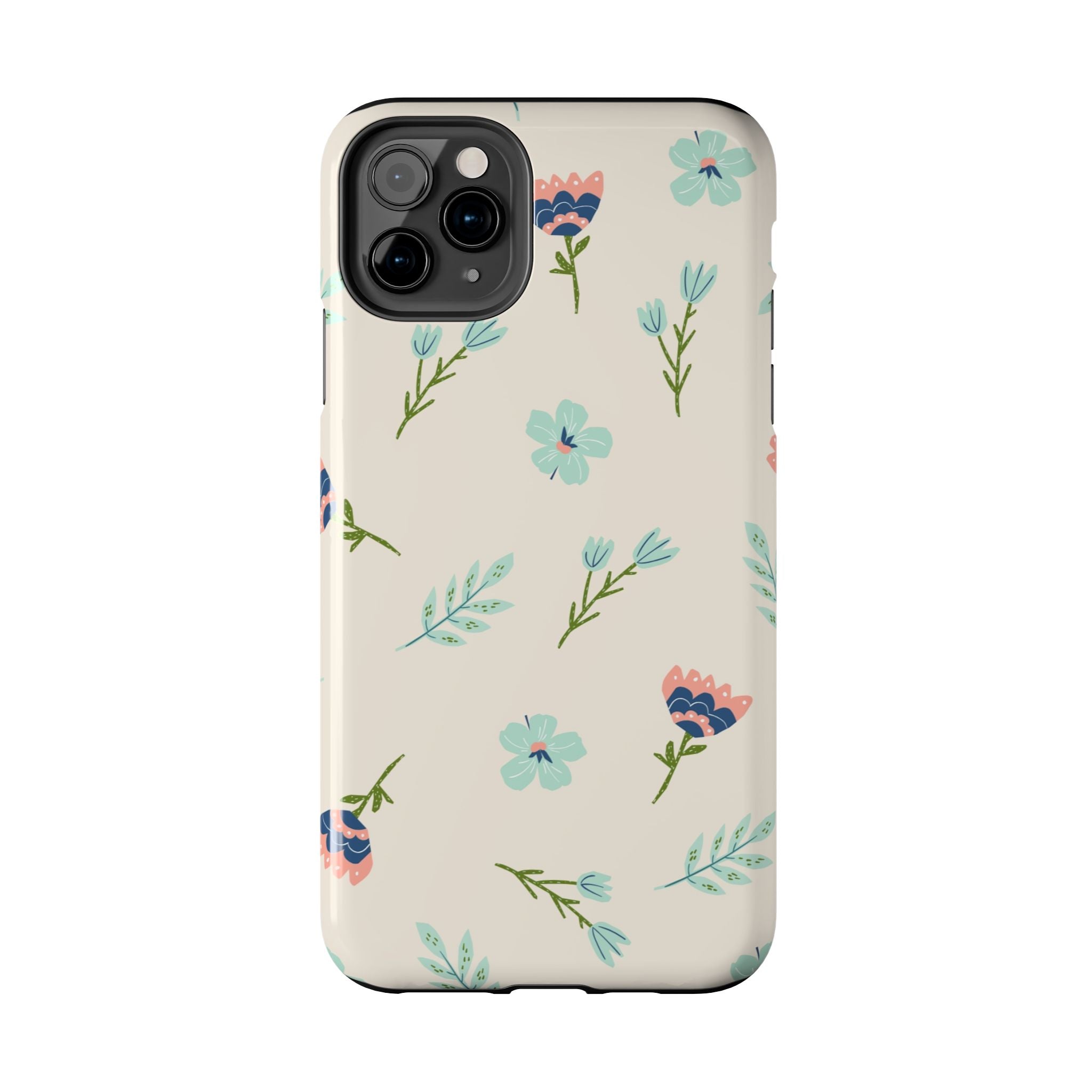 Floral Pattern Tough Phone Case — Pastel Wildflower Protective Phone Cover
