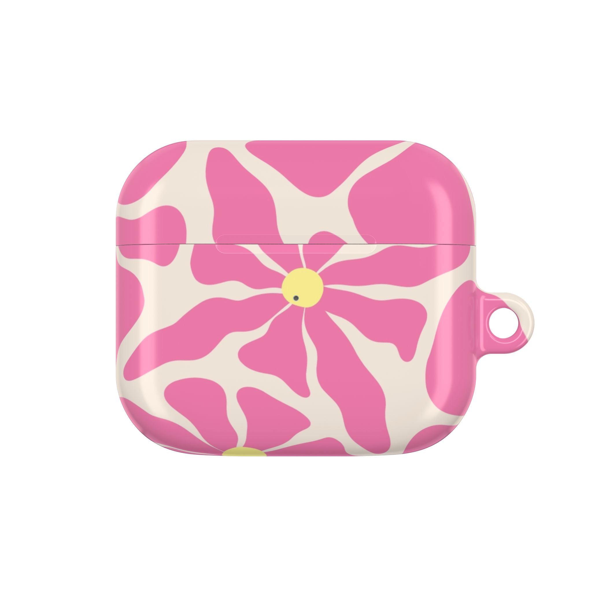 Pink Floral Swirl AirPod Case — Cute Daisy Pattern Protective Cover