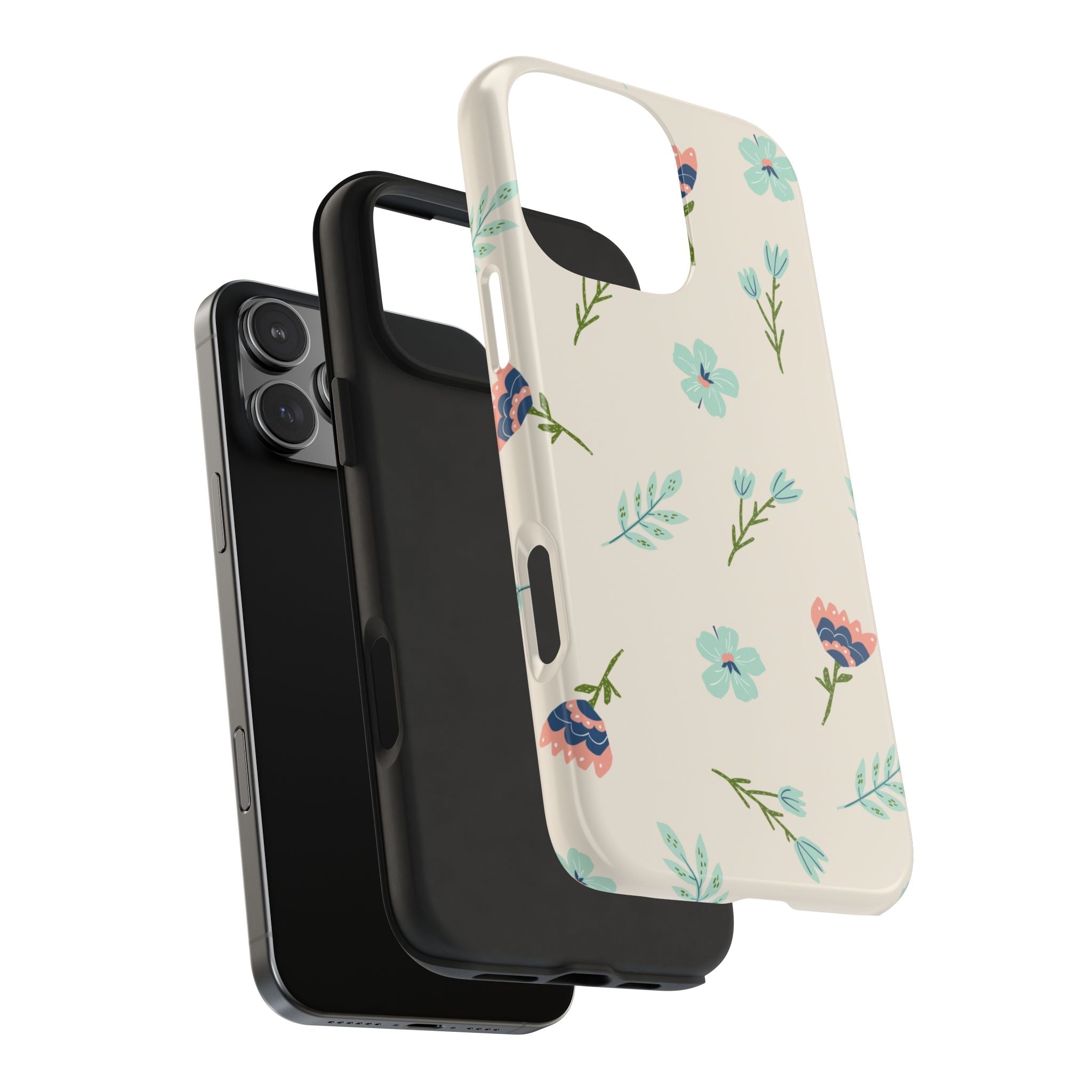 Floral Pattern Tough Phone Case — Pastel Wildflower Protective Phone Cover