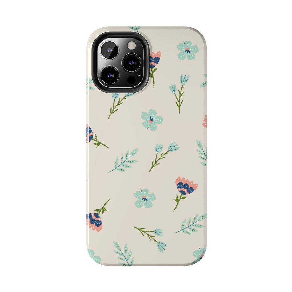 Floral Pattern Tough Phone Case — Pastel Wildflower Protective Phone Cover