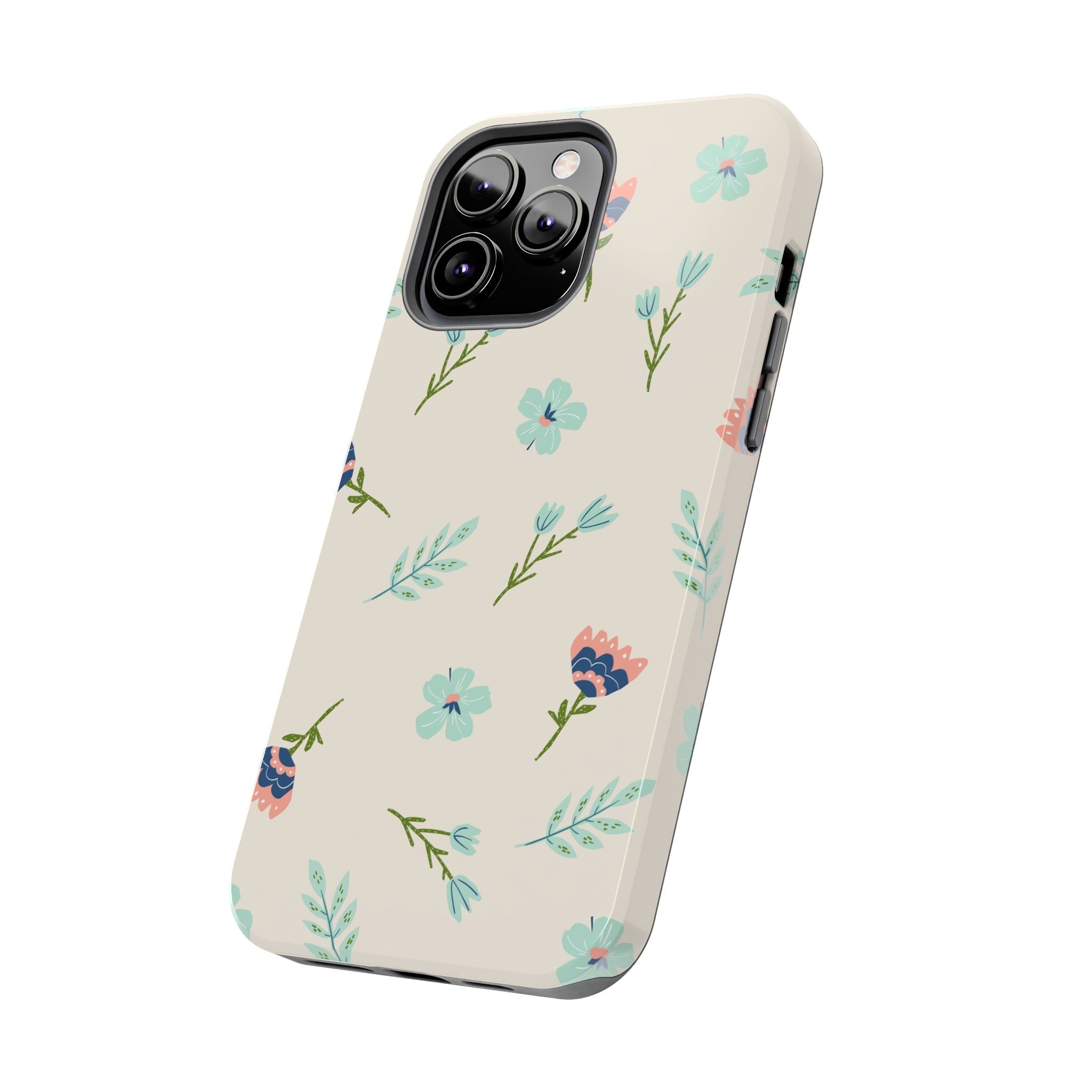 Floral Pattern Tough Phone Case — Pastel Wildflower Protective Phone Cover