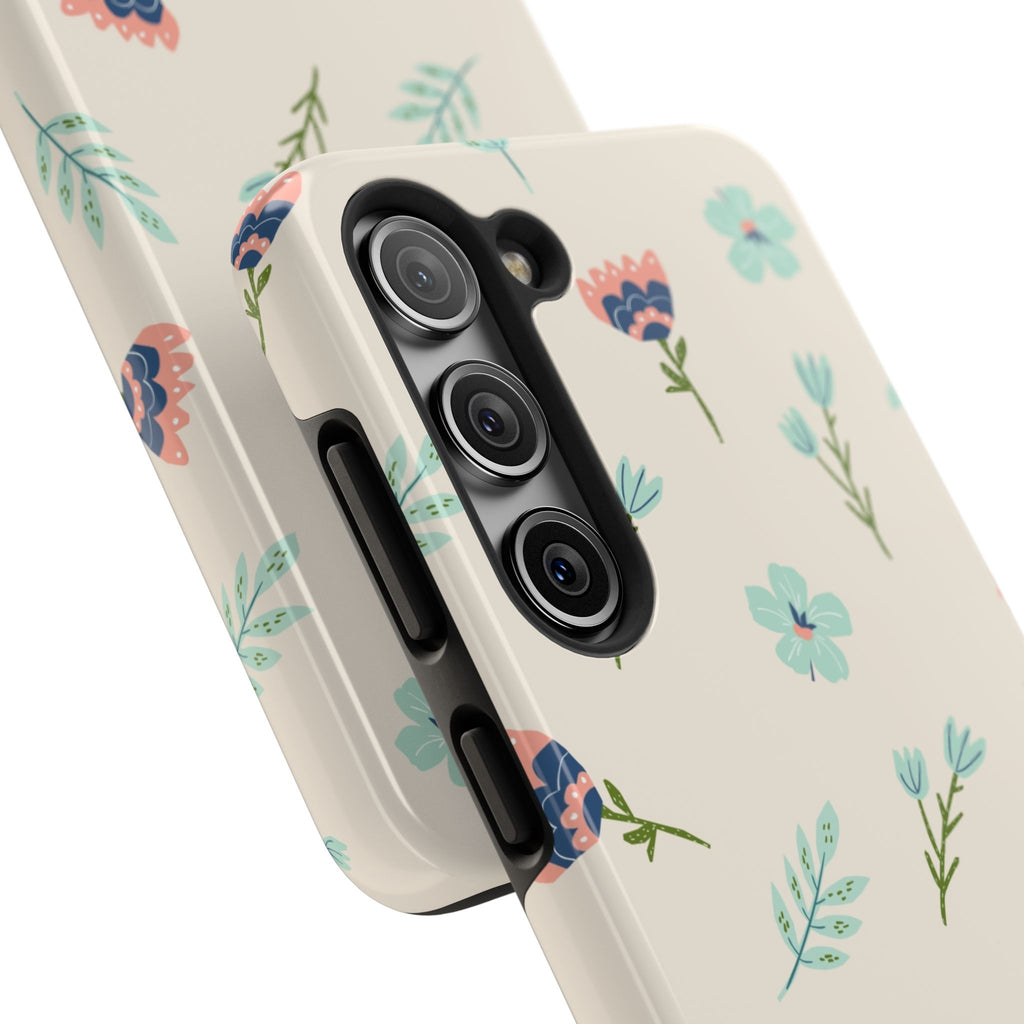 Floral Pattern Tough Phone Case — Pastel Wildflower Protective Phone Cover