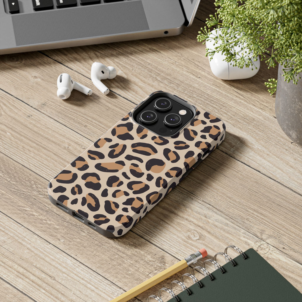 Leopard Print Tough Phone Case — Durable Slim Protective iPhone Cover