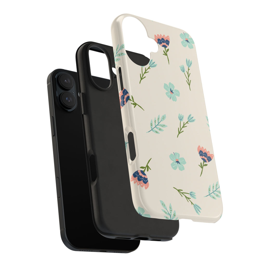 Floral Pattern Tough Phone Case — Pastel Wildflower Protective Phone Cover