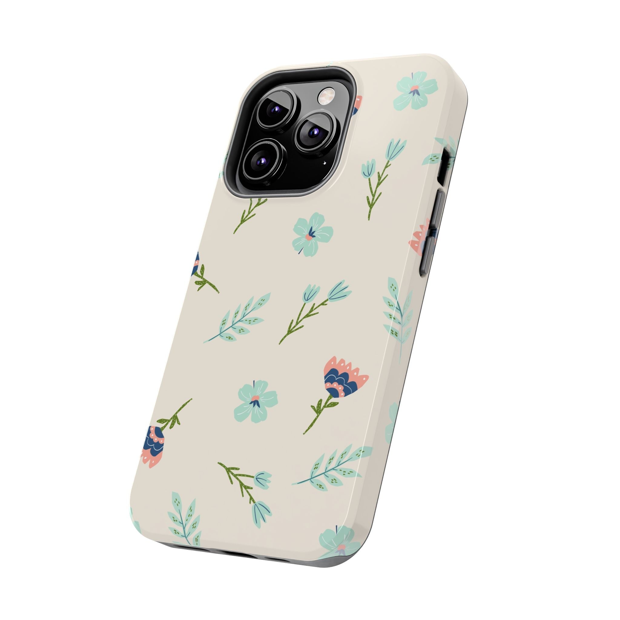 Floral Pattern Tough Phone Case — Pastel Wildflower Protective Phone Cover
