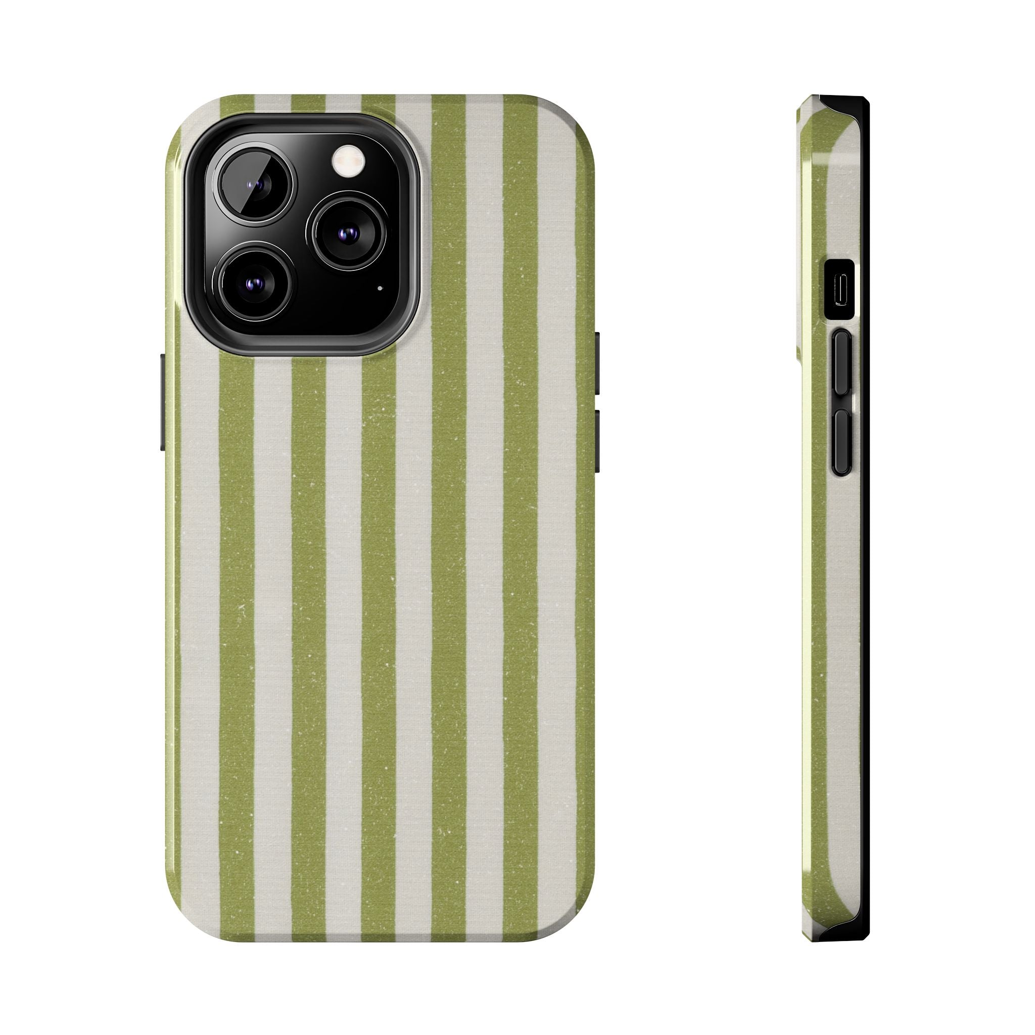 Olive Green Vertical Stripe Tough Phone Case — Durable Protective Cover