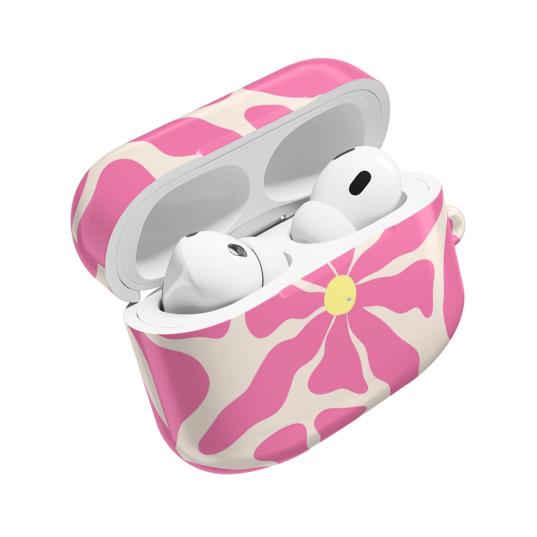 Pink Floral Swirl AirPod Case — Cute Daisy Pattern Protective Cover
