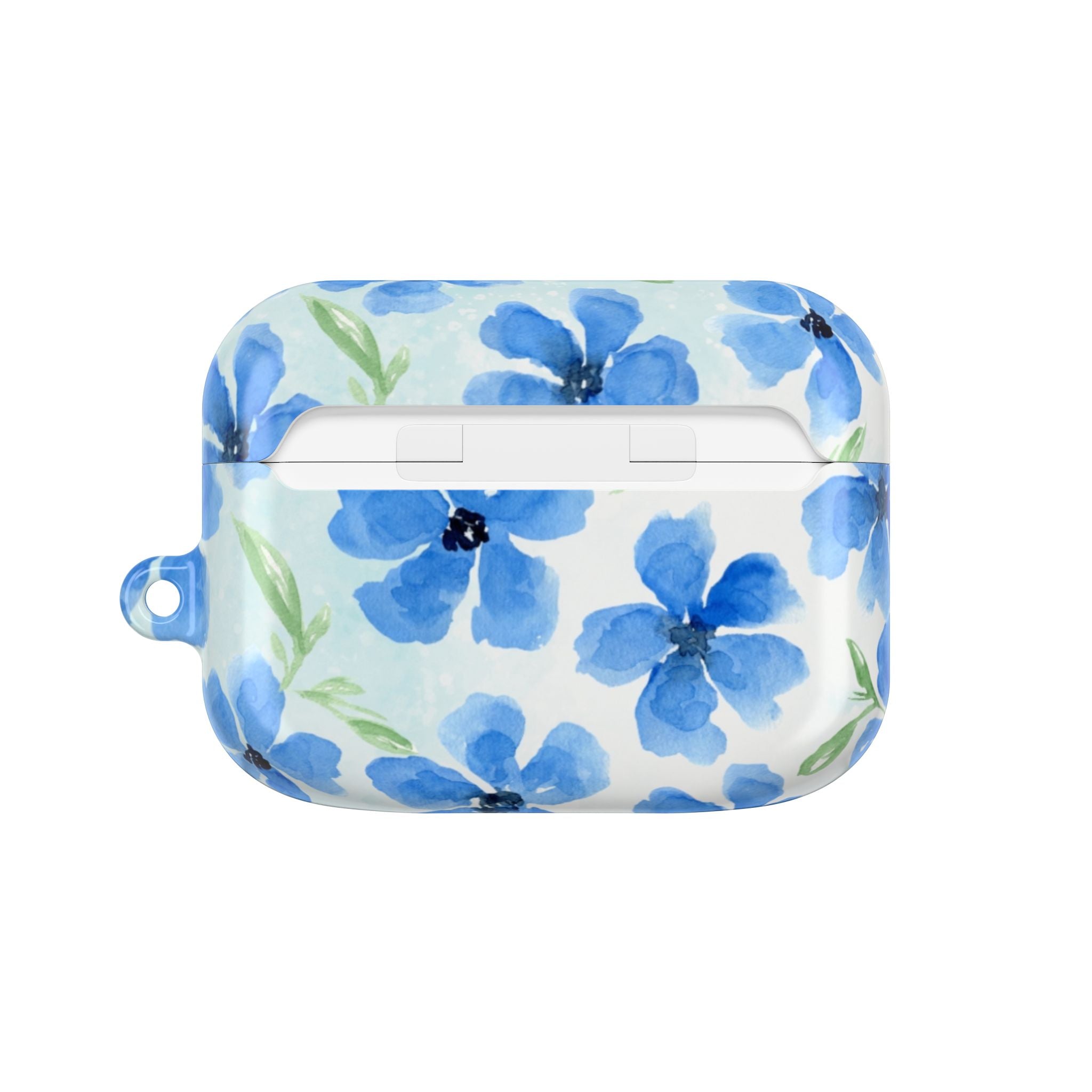 Blue Watercolor Floral AirPod Case — Protective Silicone Cover with Hand-Painted Flowers