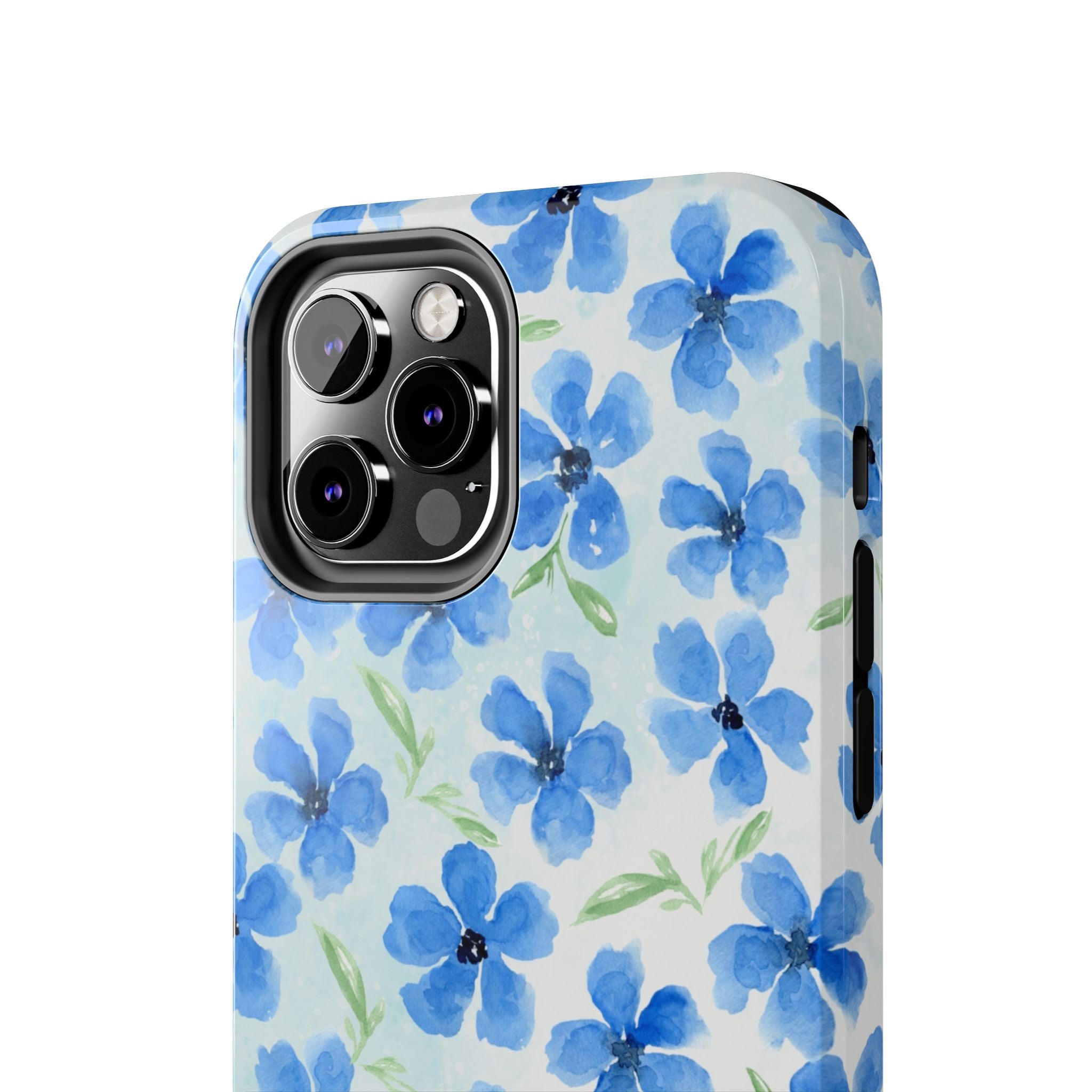 Blue Watercolor Floral Tough Phone Case — Durable Floral Phone Cover