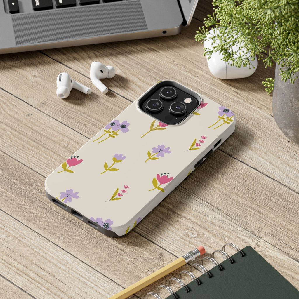 Floral Ditsy Tough Phone Case — Pastel Wildflower Protective Cover
