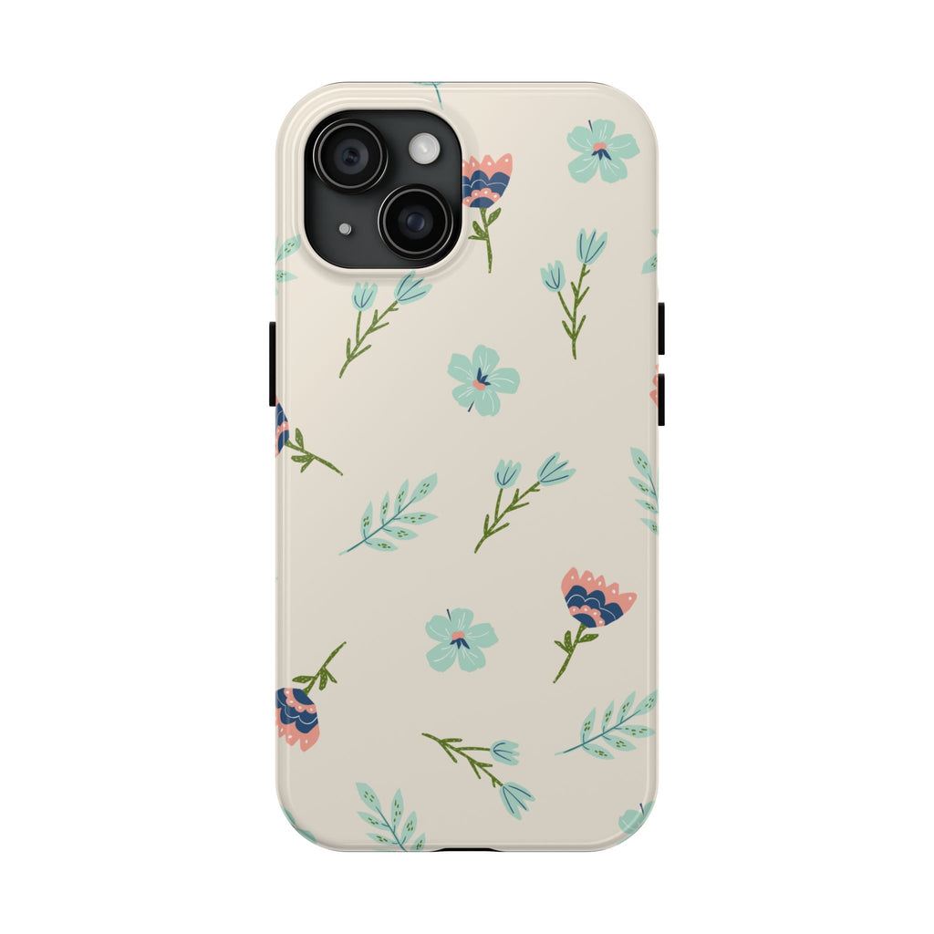 Floral Pattern Tough Phone Case — Pastel Wildflower Protective Phone Cover