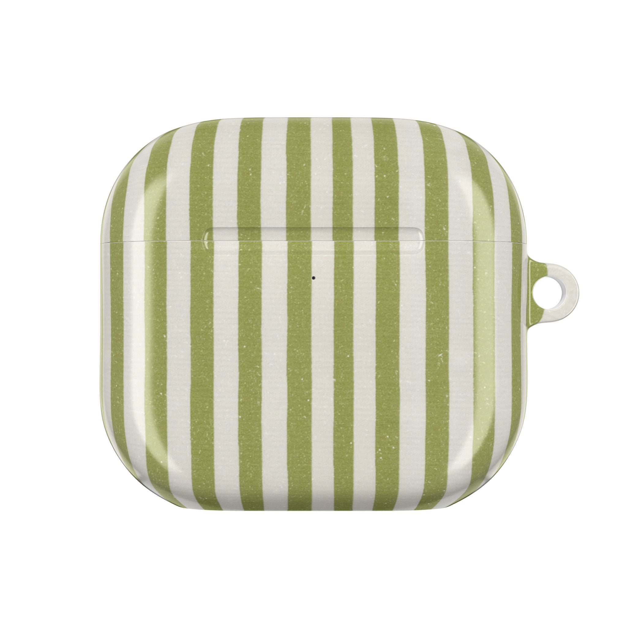 Striped Olive Green AirPod Case — Minimal Coastal Vibe Protective Cover