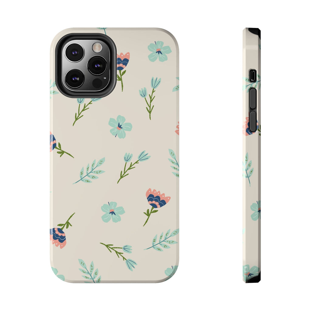 Floral Pattern Tough Phone Case — Pastel Wildflower Protective Phone Cover