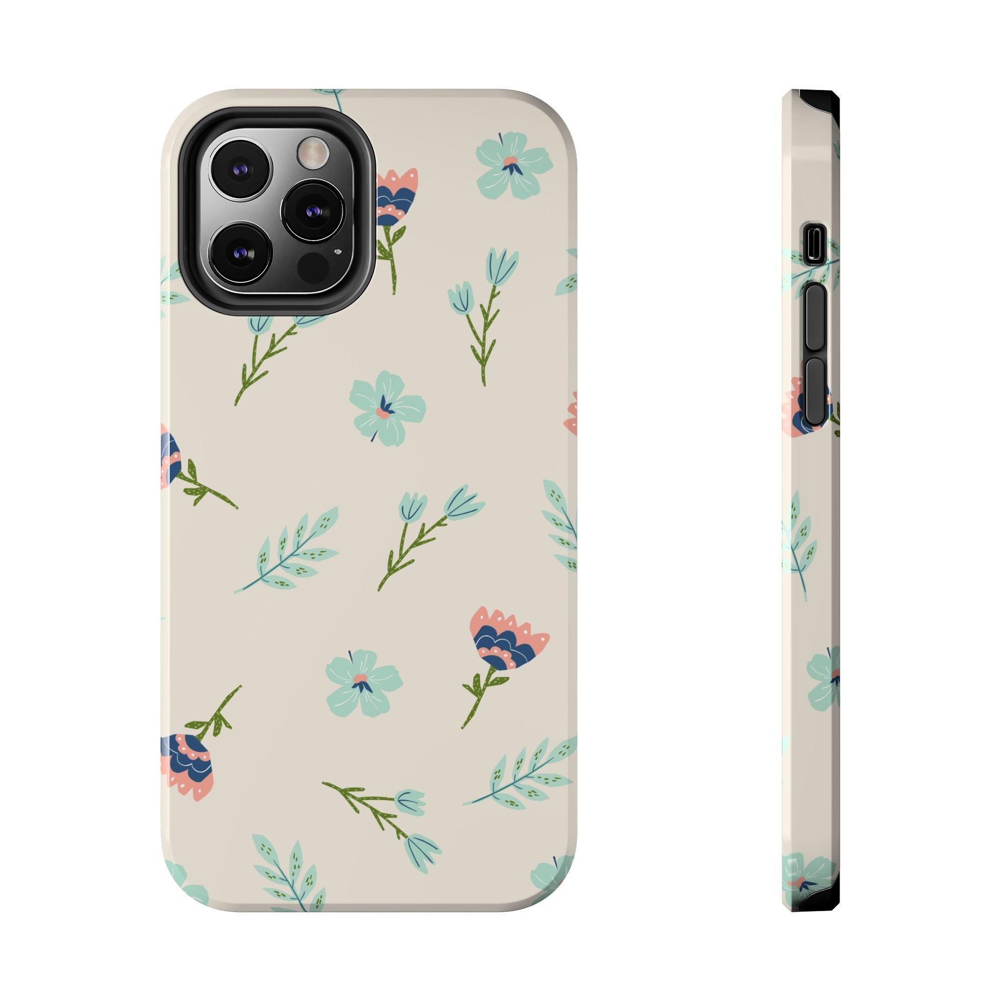 Floral Pattern Tough Phone Case — Pastel Wildflower Protective Phone Cover