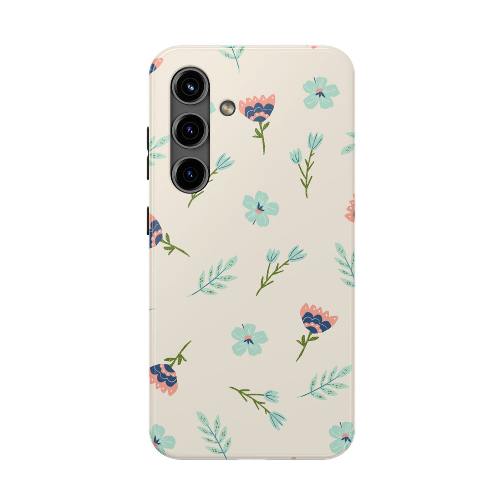 Floral Pattern Tough Phone Case — Pastel Wildflower Protective Phone Cover