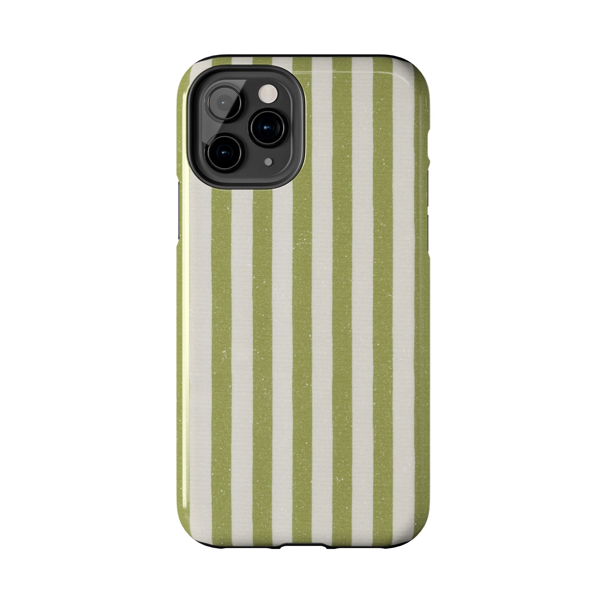 Olive Green Vertical Stripe Tough Phone Case — Durable Protective Cover
