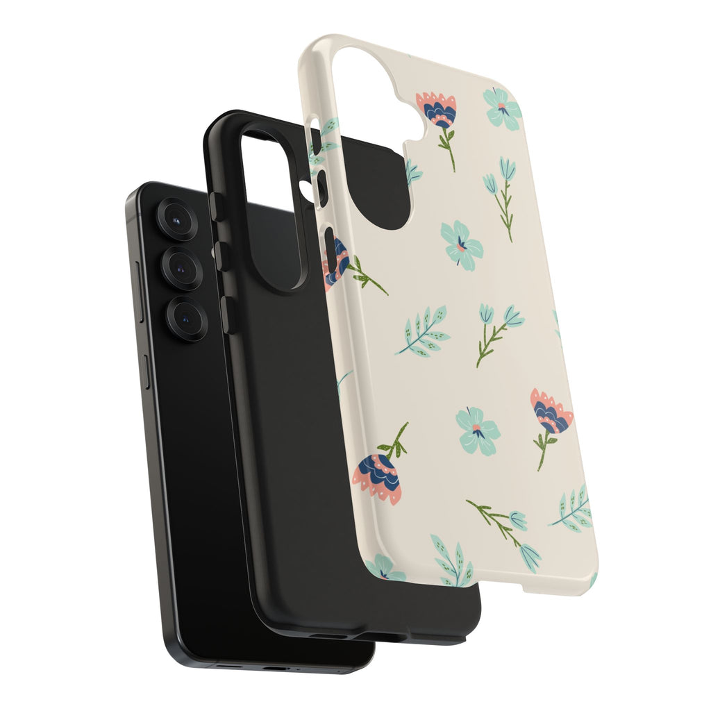 Floral Pattern Tough Phone Case — Pastel Wildflower Protective Phone Cover