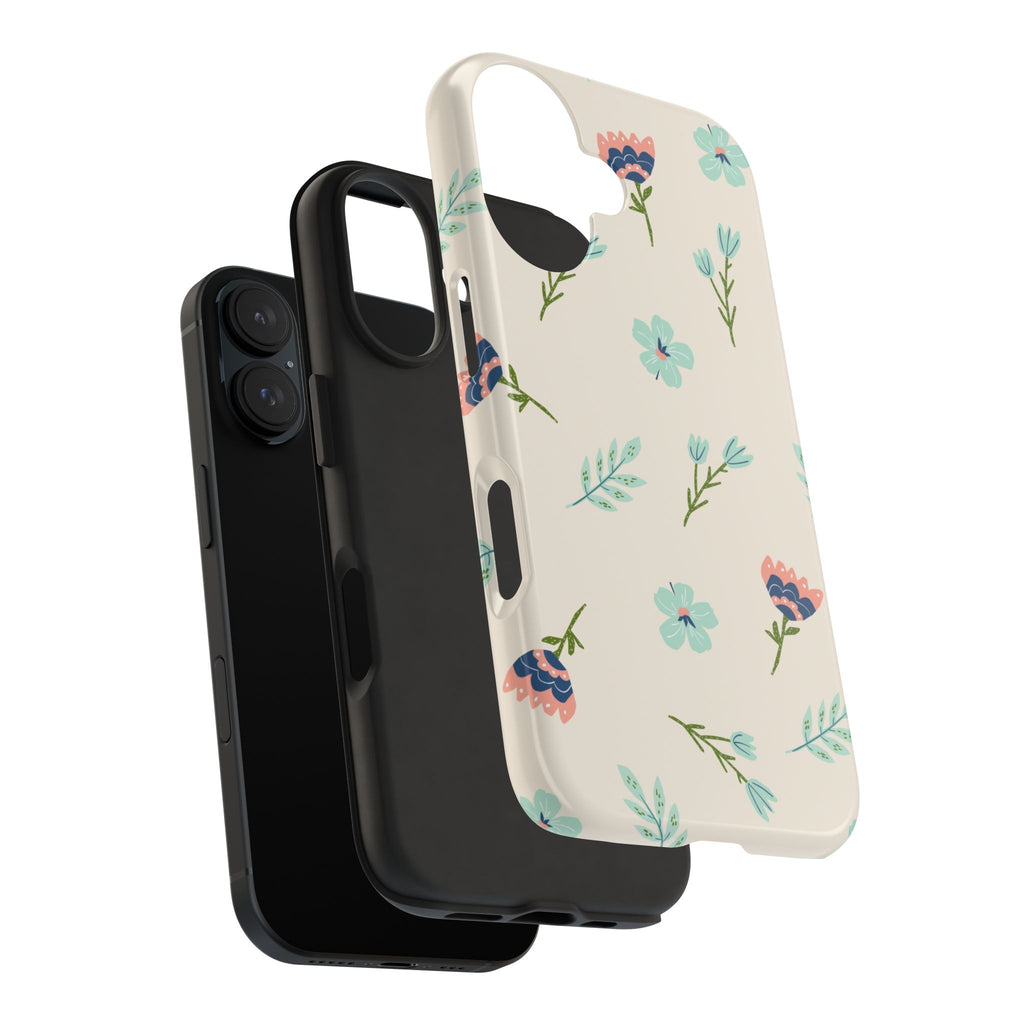 Floral Pattern Tough Phone Case — Pastel Wildflower Protective Phone Cover