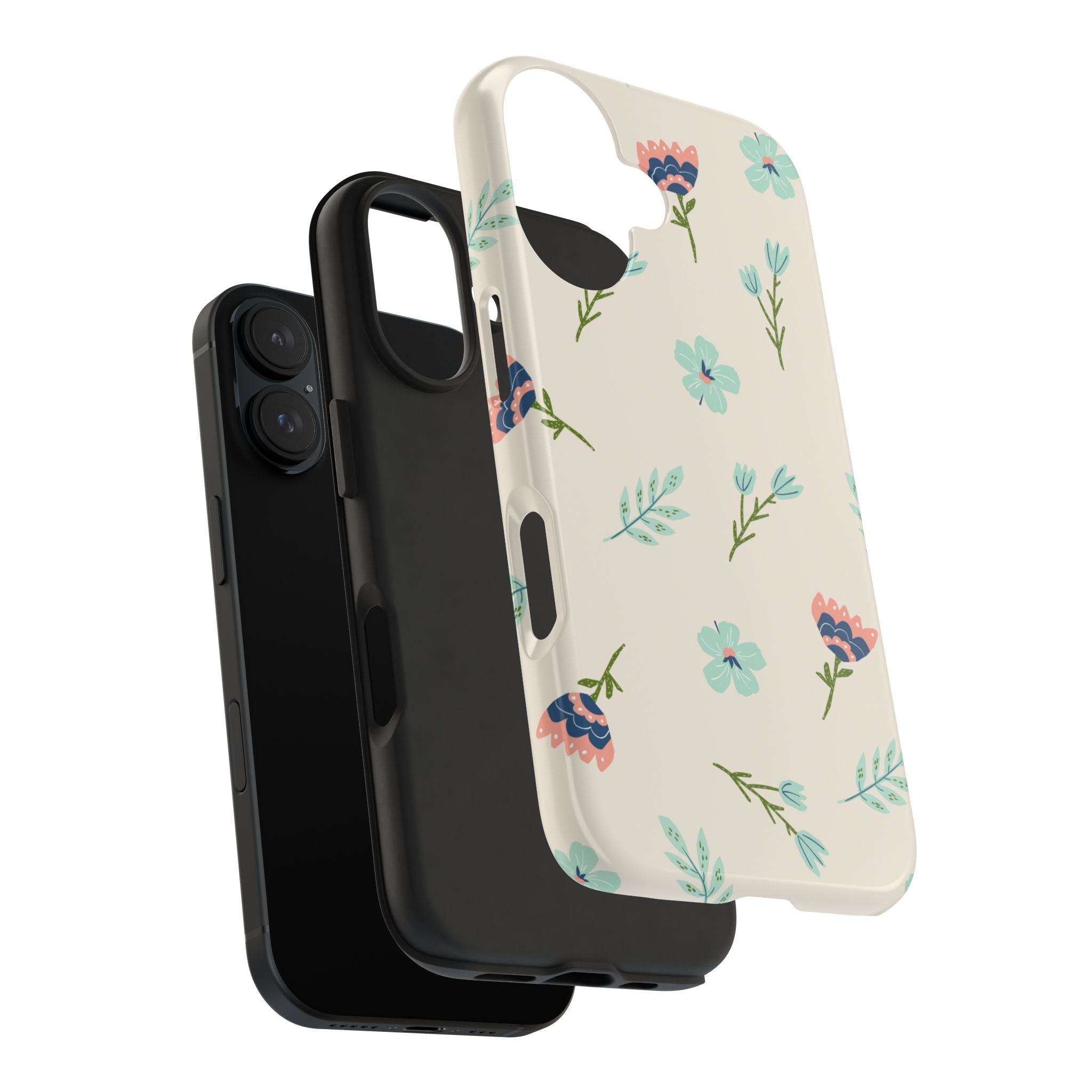Floral Pattern Tough Phone Case — Pastel Wildflower Protective Phone Cover