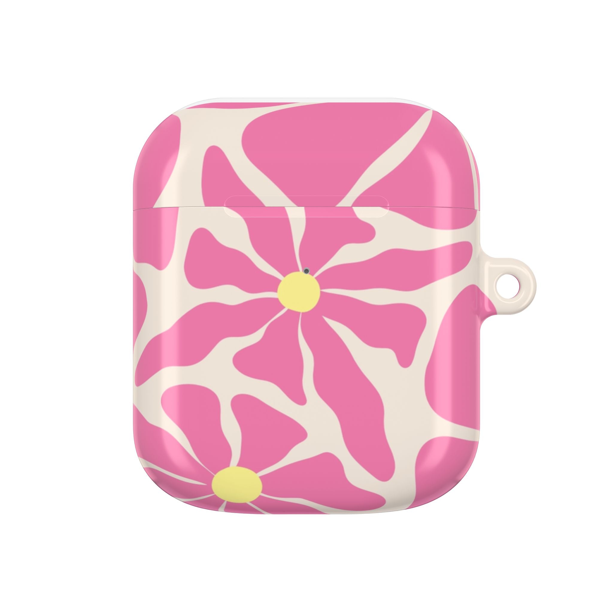 Pink Floral Swirl AirPod Case — Cute Daisy Pattern Protective Cover