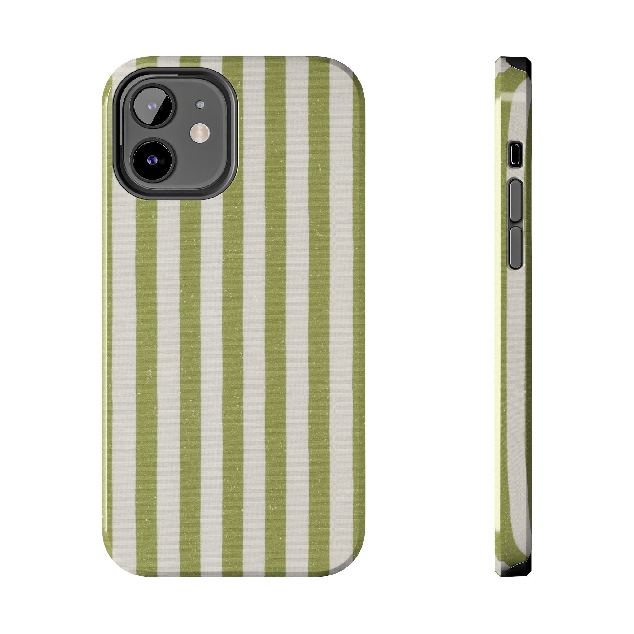 Olive Green Vertical Stripe Tough Phone Case — Durable Protective Cover