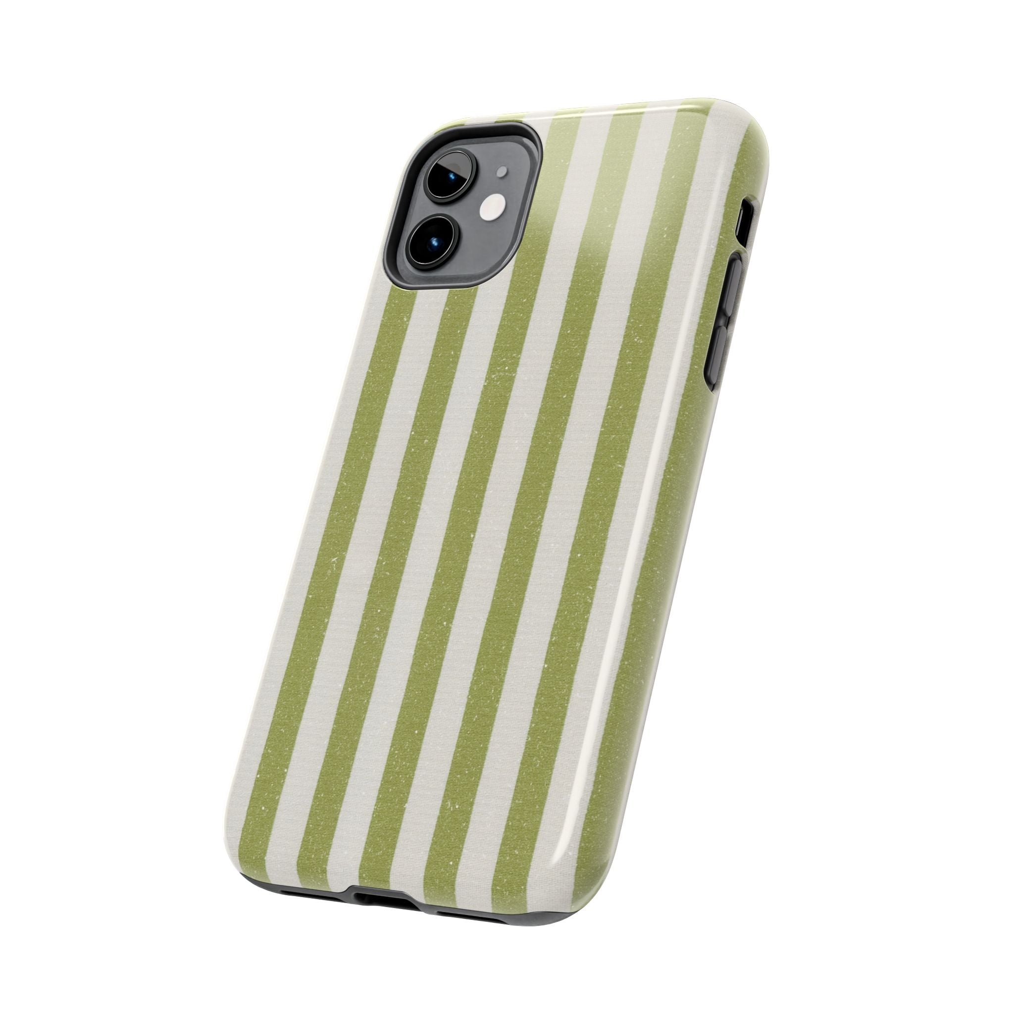 Olive Green Vertical Stripe Tough Phone Case — Durable Protective Cover
