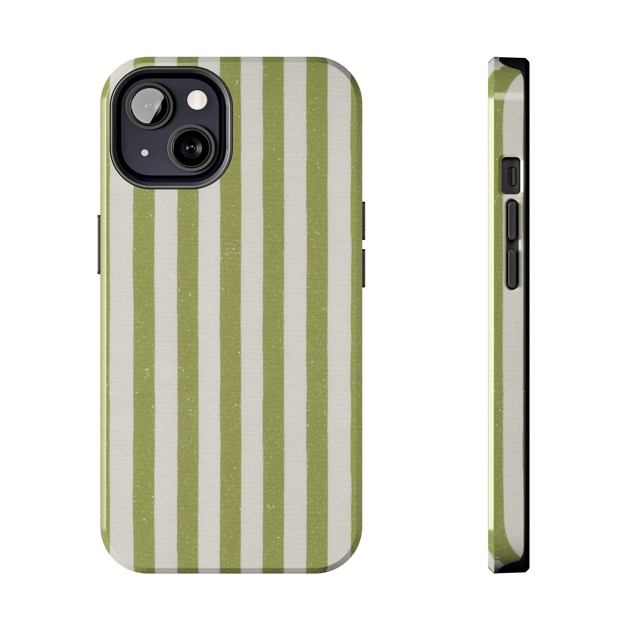 Olive Green Vertical Stripe Tough Phone Case — Durable Protective Cover