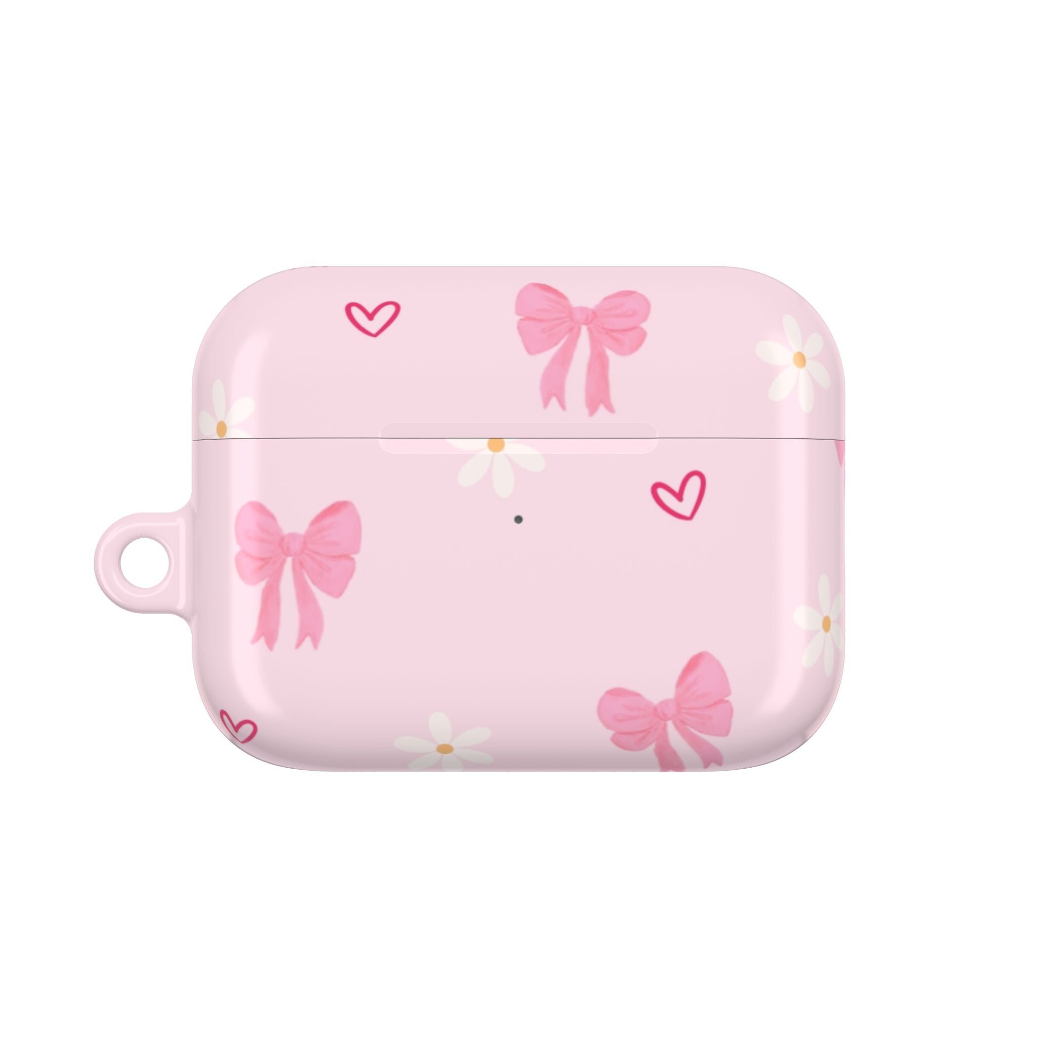 Pink Bow AirPod Case – Cute Floral Hearts Silicone Cover