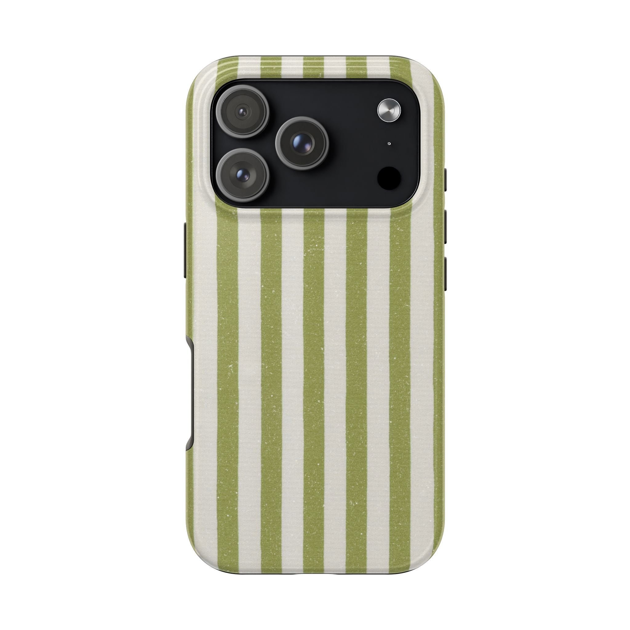 Olive Green Vertical Stripe Tough Phone Case — Durable Protective Cover