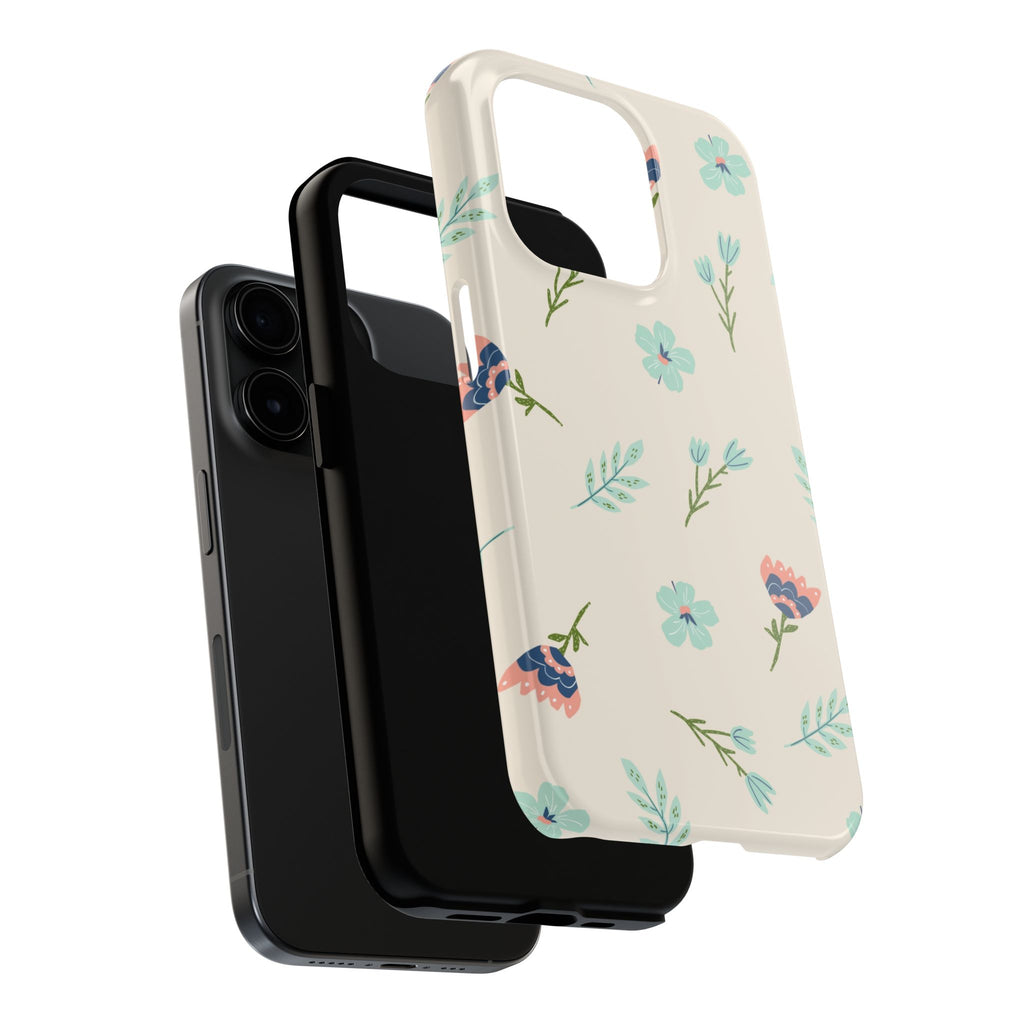 Floral Pattern Tough Phone Case — Pastel Wildflower Protective Phone Cover