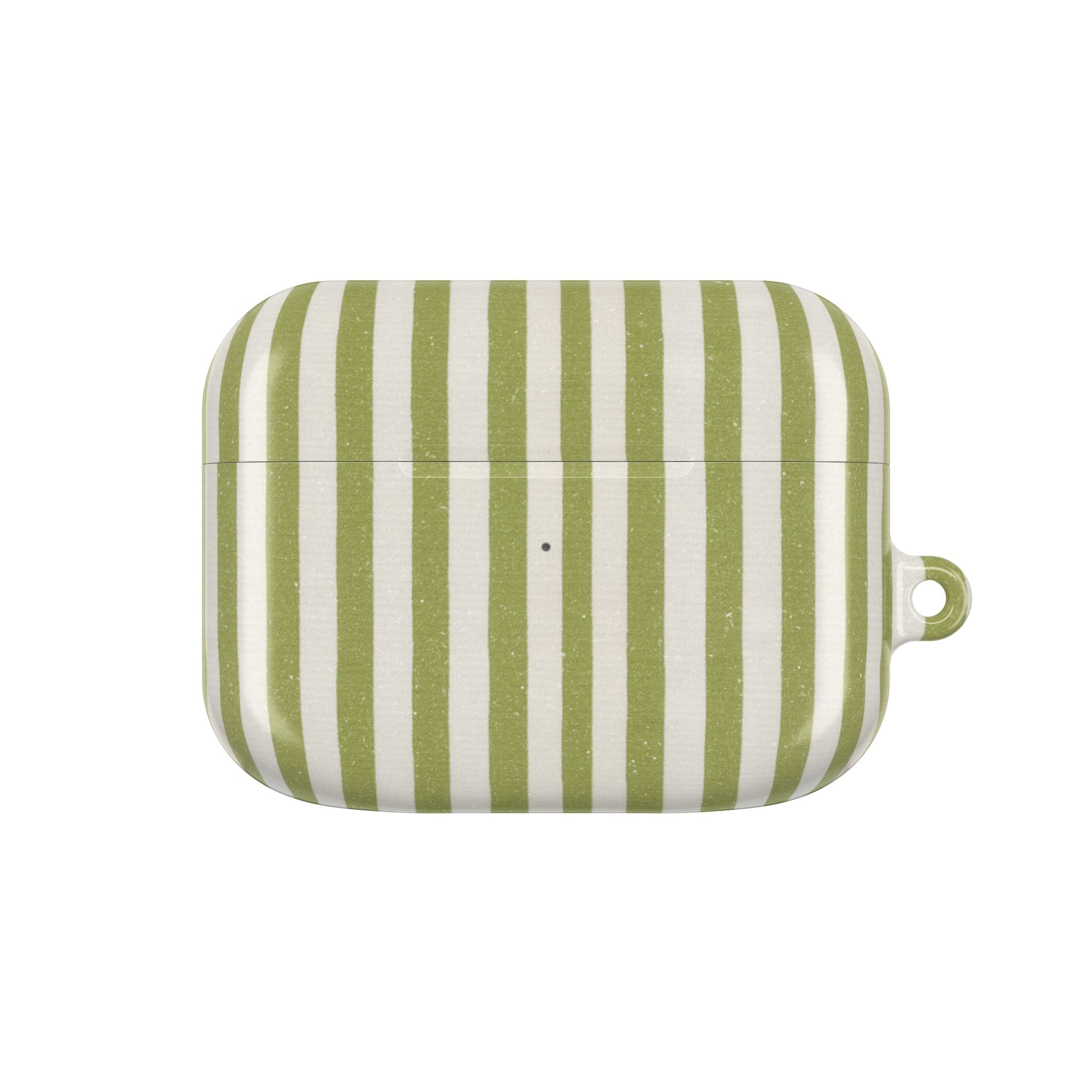 Striped Olive Green AirPod Case — Minimal Coastal Vibe Protective Cover