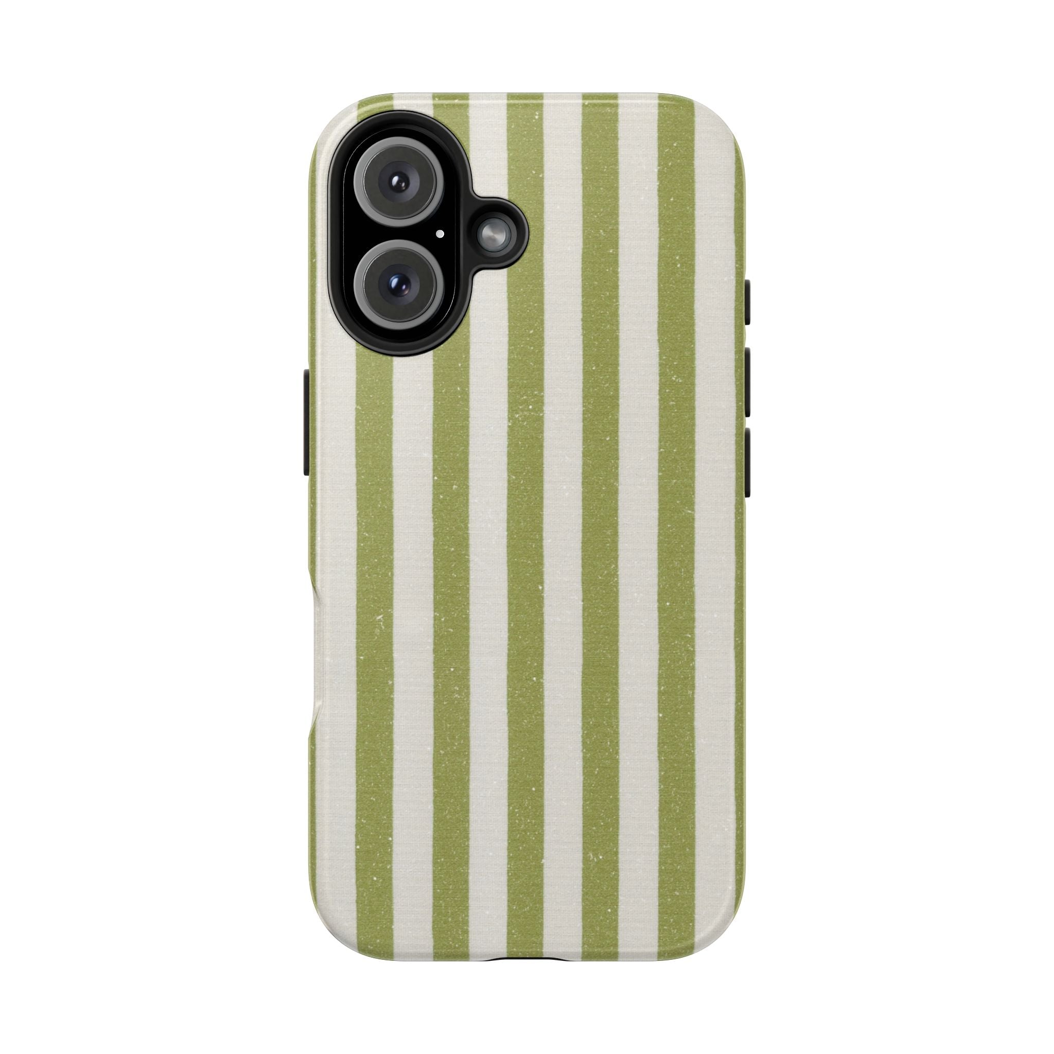 Olive Green Vertical Stripe Tough Phone Case — Durable Protective Cover